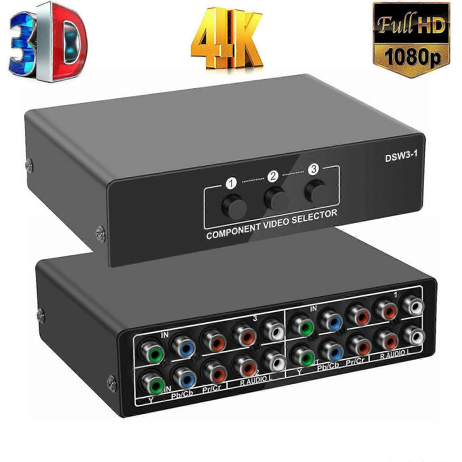 3 En 1 Out Splitter Composite 3rca Av Video Audio Switch Switcher