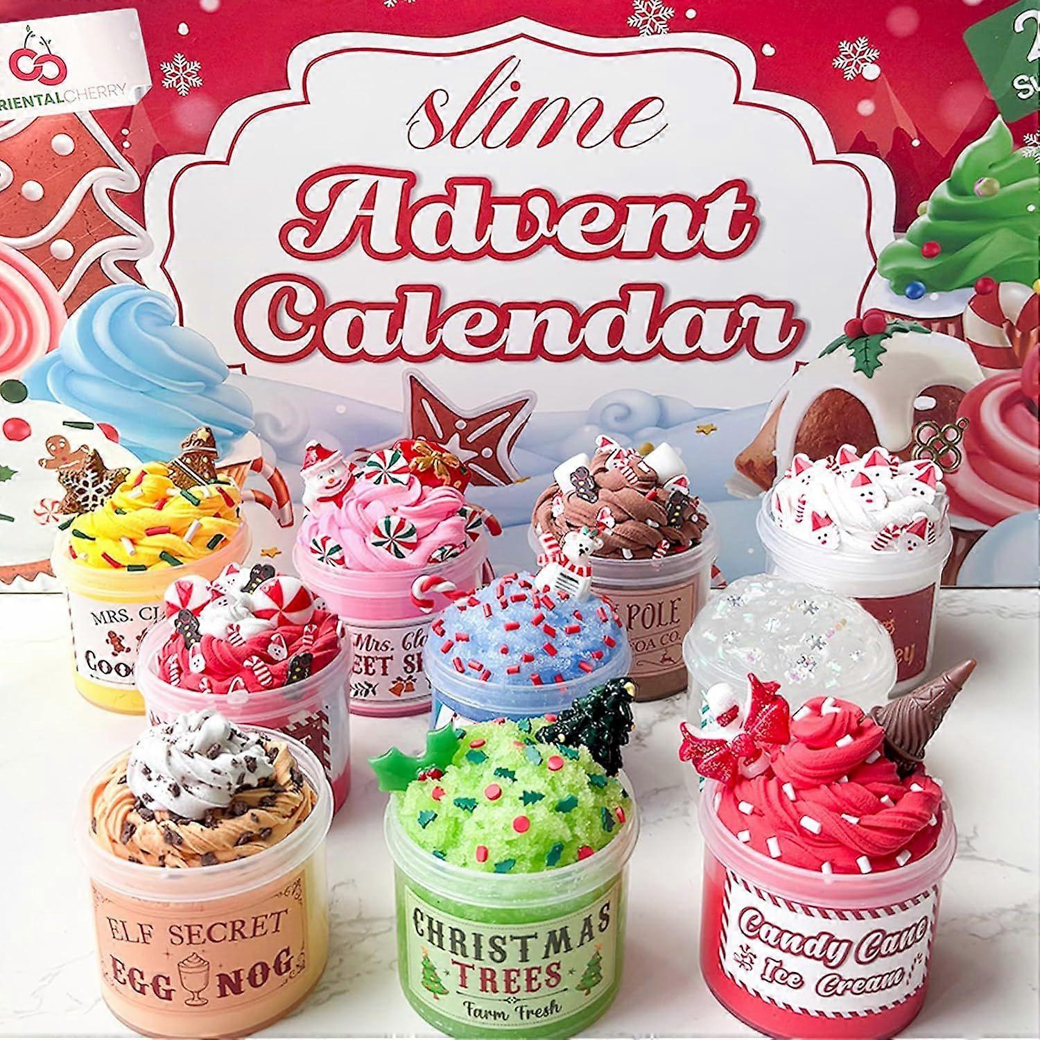 2025 Advent Calendar - 24 Days of Slime and Trinket Set - Christmas Countdown Calendar