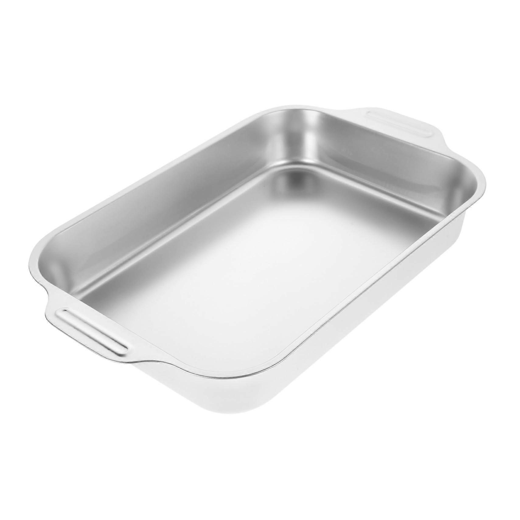 Stainless Steel Rectangular Roast Pan With Handles Thickened Edges For Oven And Induction Hob Grilling Seafood