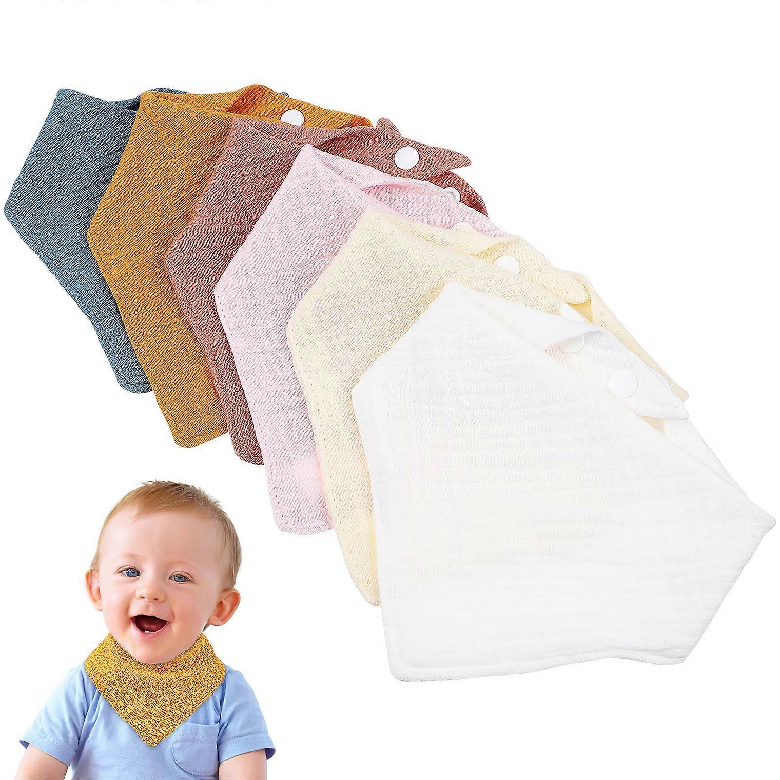 Baby Absorbent Bibs Triangular Scarves for Teething 6Pcs Assorted Colors