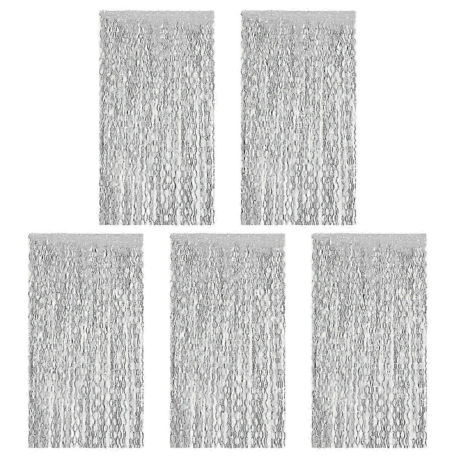 1/5 Packs 1x2m Fringe Rain Curtain Streamers Backdrop Tinsel Foil Fringe Curtains Sparkling Metallic Tassel Wavy Backdrop Curtain Photo Props
