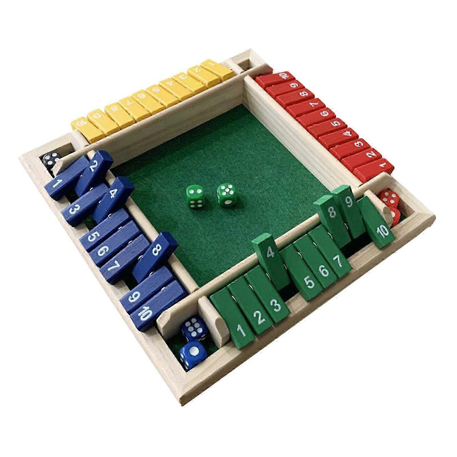 Shut The Box Board Game for 2-4 Players with Wooden Dice