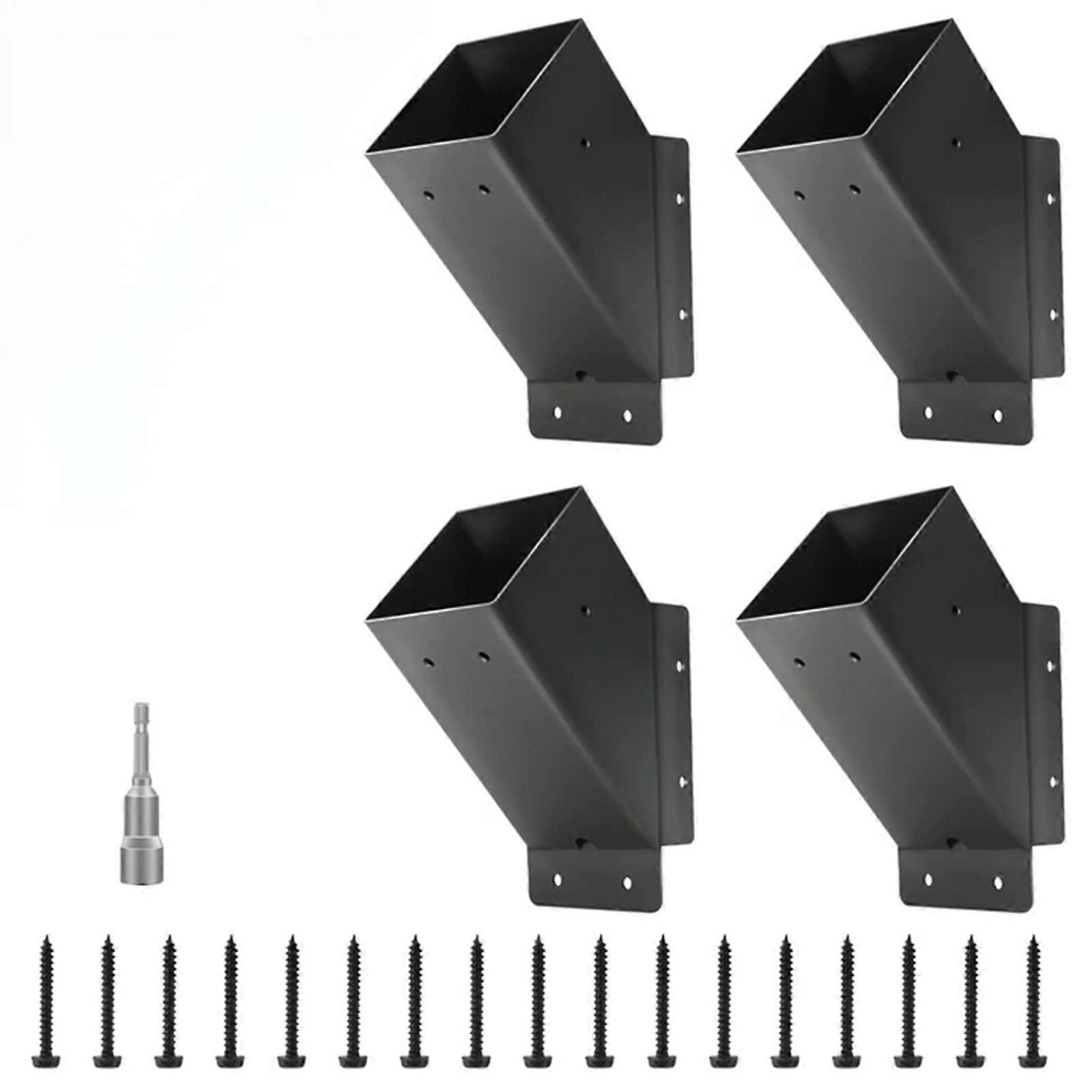 Permanent 45° Slanted Metal Brackets Set For Securing Pergolas Carports Greenhouses Using 4x4 Wood Posts And Screws Multicolor