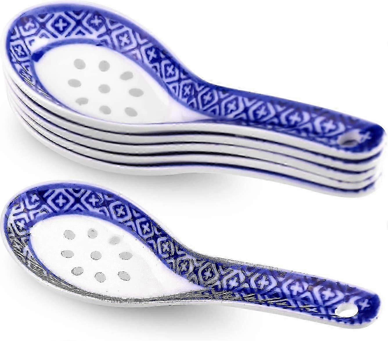 6 ملاعق حساء صينية، ملاعق حساء آسيوية سيراميكية لنودلز رامين فو وونتون