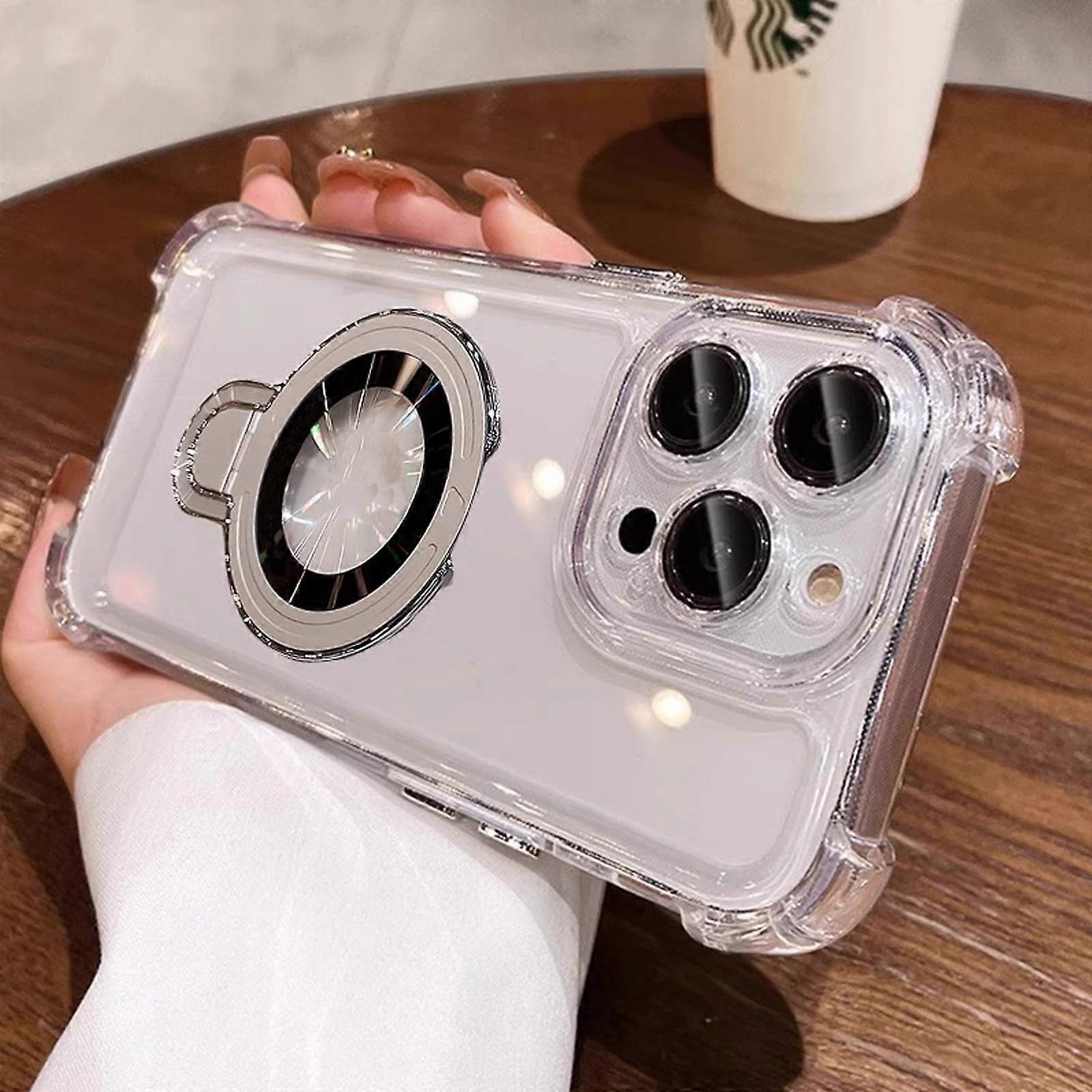 Case with Military Grade Drop Protection, Four Corner Air Cushion, Transparent Cover with Invisible Ring Stand