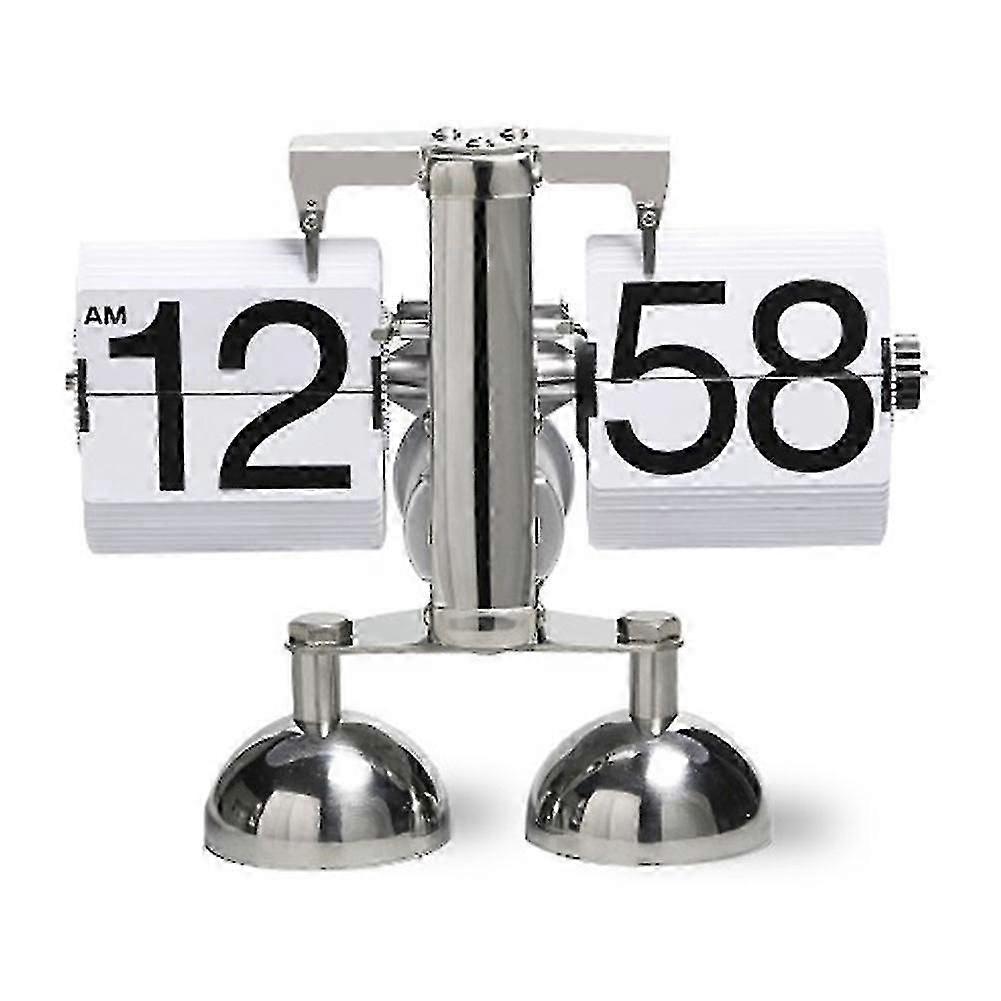 Vintage Table Clock Automatic Page Turning Clock Double Foot Small Scales Flip Desk Clock Home/offi