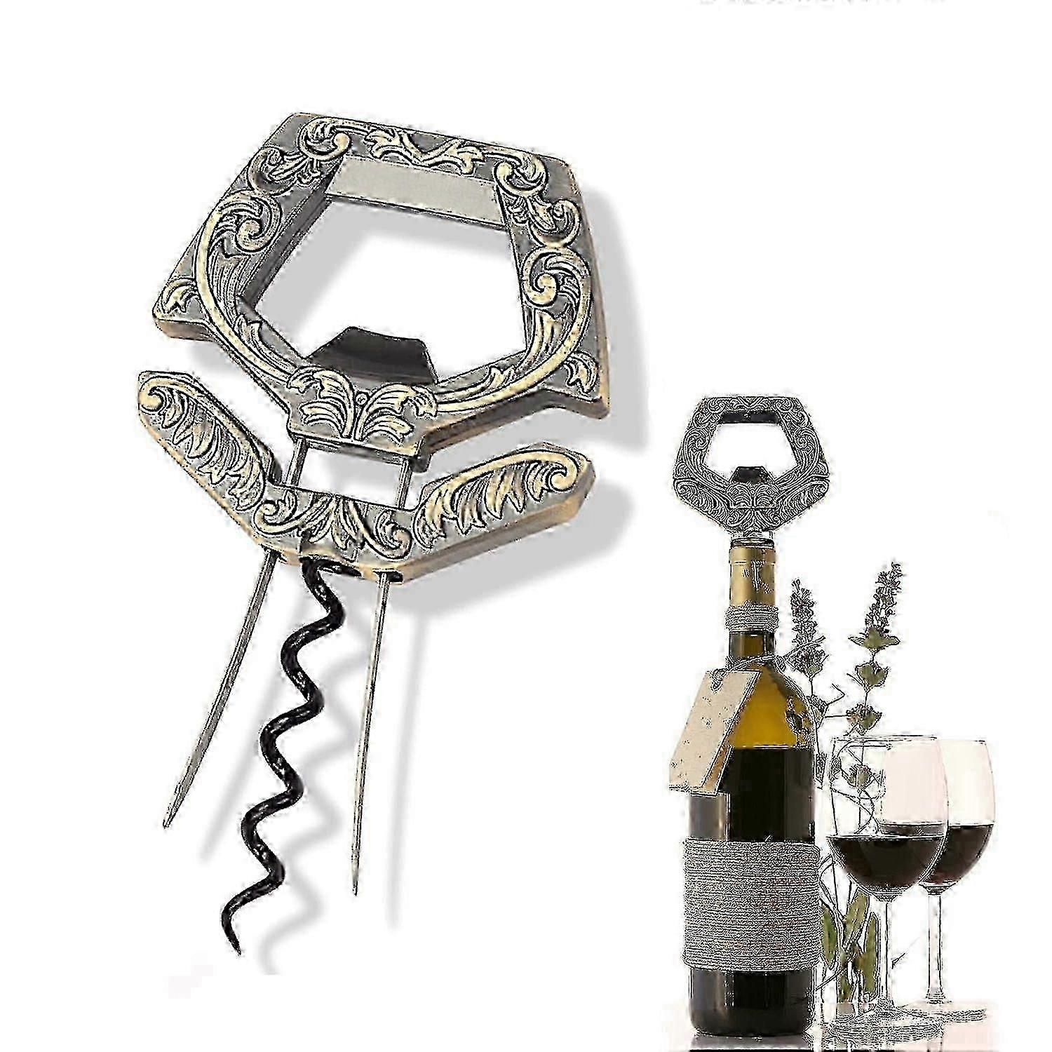 3 in 1 Two Prong Wine Opener & Cork Remover,It Can Remove The Older and Fragile Wine Corks so Easy for Connoisseurs to Uncork