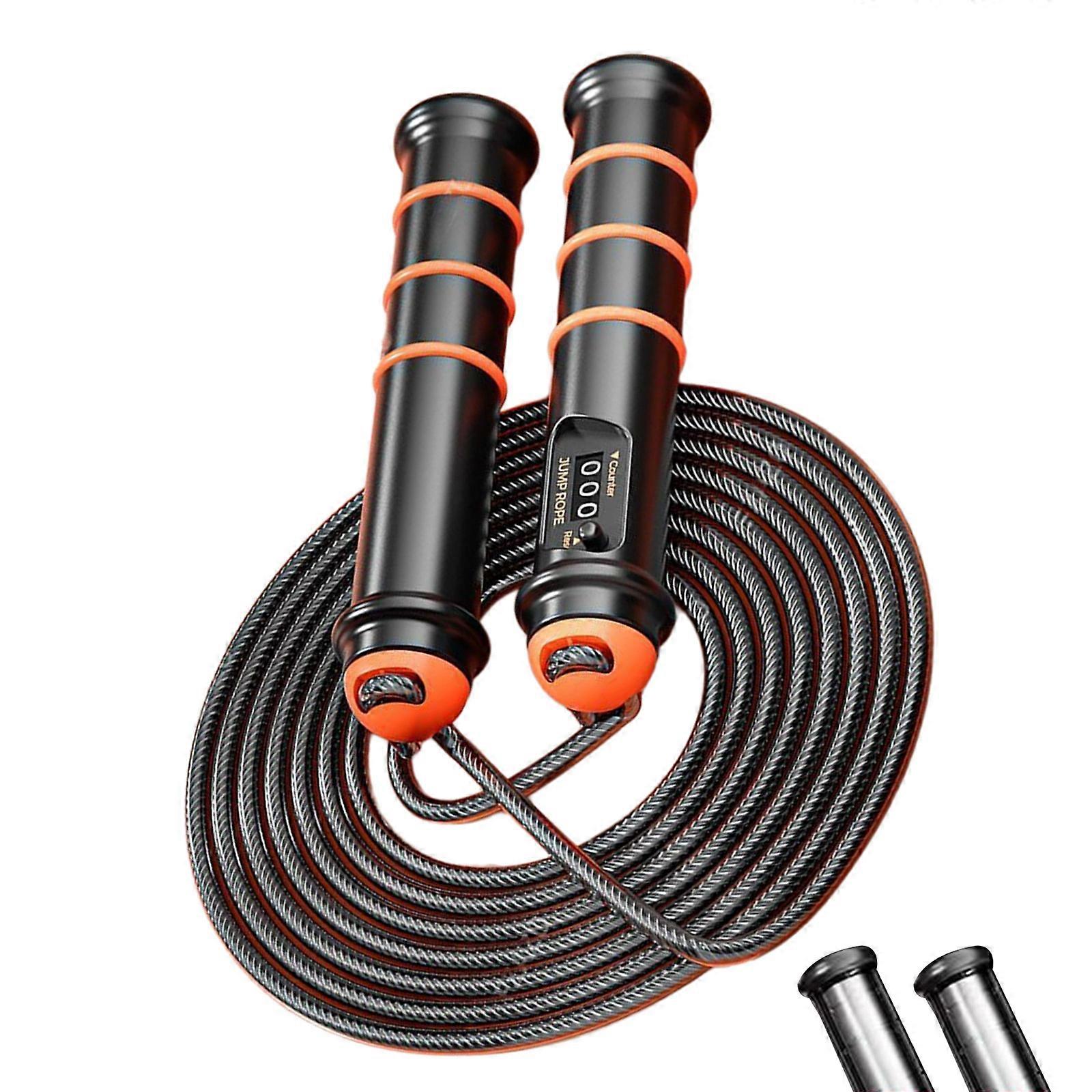 Digital Counting Removable Jump Rope Weighted Skipping Rope Exercise Rope with Antislip Handle For Fitness Enthusiasts  orange color