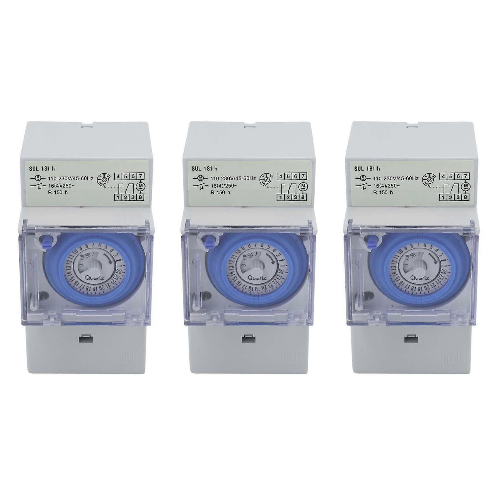 3X SUL181H Mechanical Timer 24 Hours Time Switch Relay Electrical Programmable Timer 24 Hour Din Rai