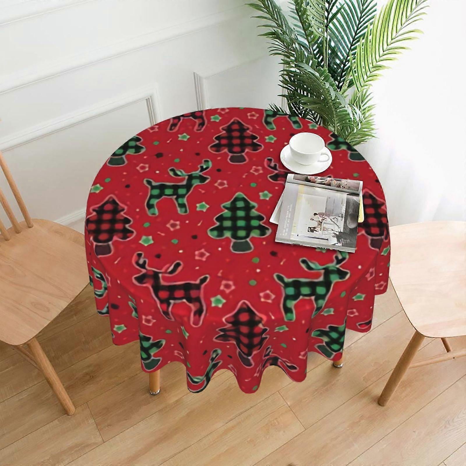 Merry Christmas Rectangular Tablecloth, Water Resistance Antiwrinkle Spillproof Soft Fabric, 60in, compatible with dining room, parties and holiday