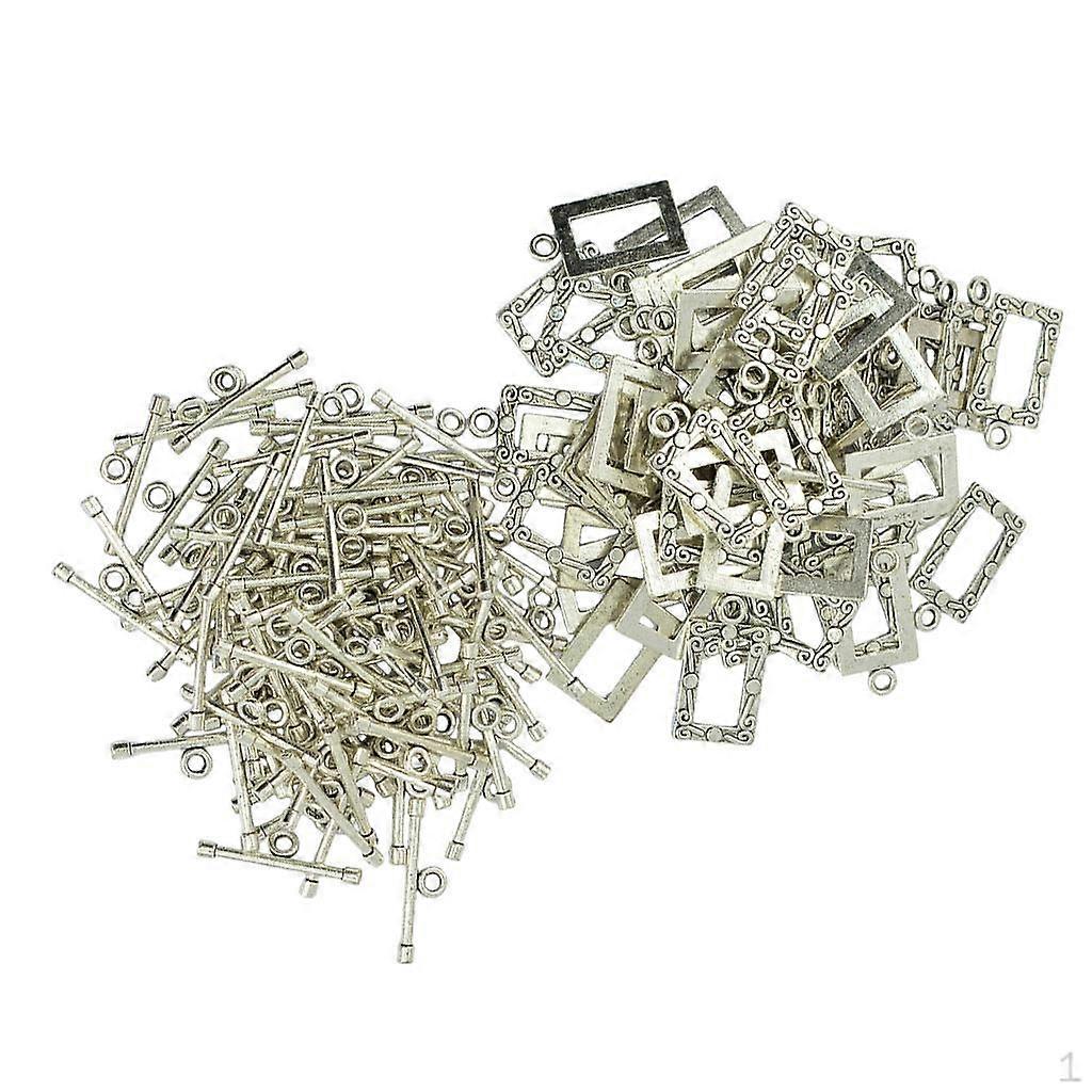 50 Sets Toggle Clasps Connectors OT Clasp Metal DIY Jewelry Findings Rectangle