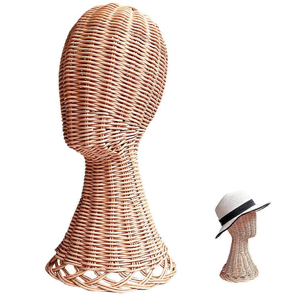 2Pcs Rattan Hat Stand for Hat Display Chocolate Desktop Cap Rack