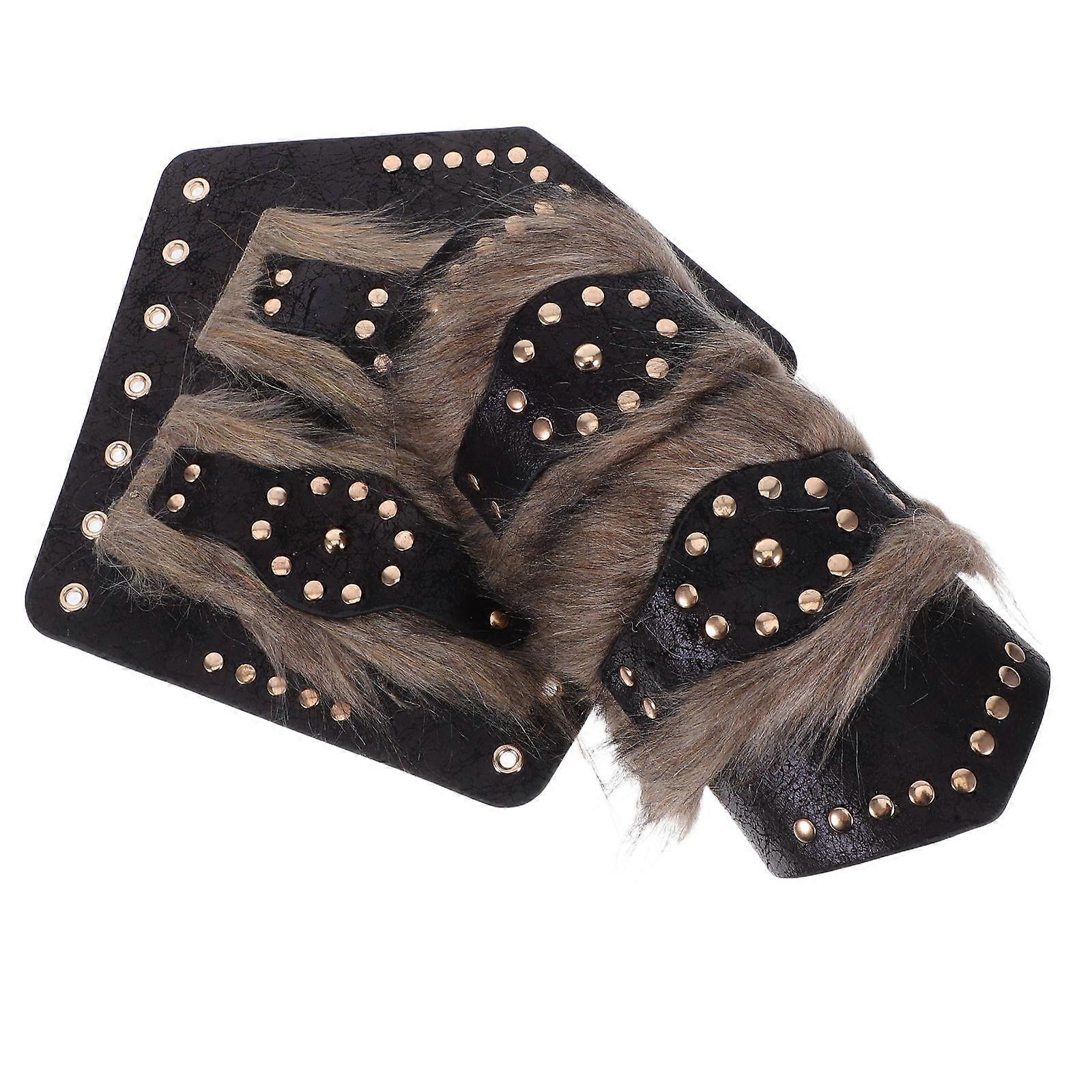 Faux Medieval Bracers Arm Guards for 2Pcs Adults Light Brown