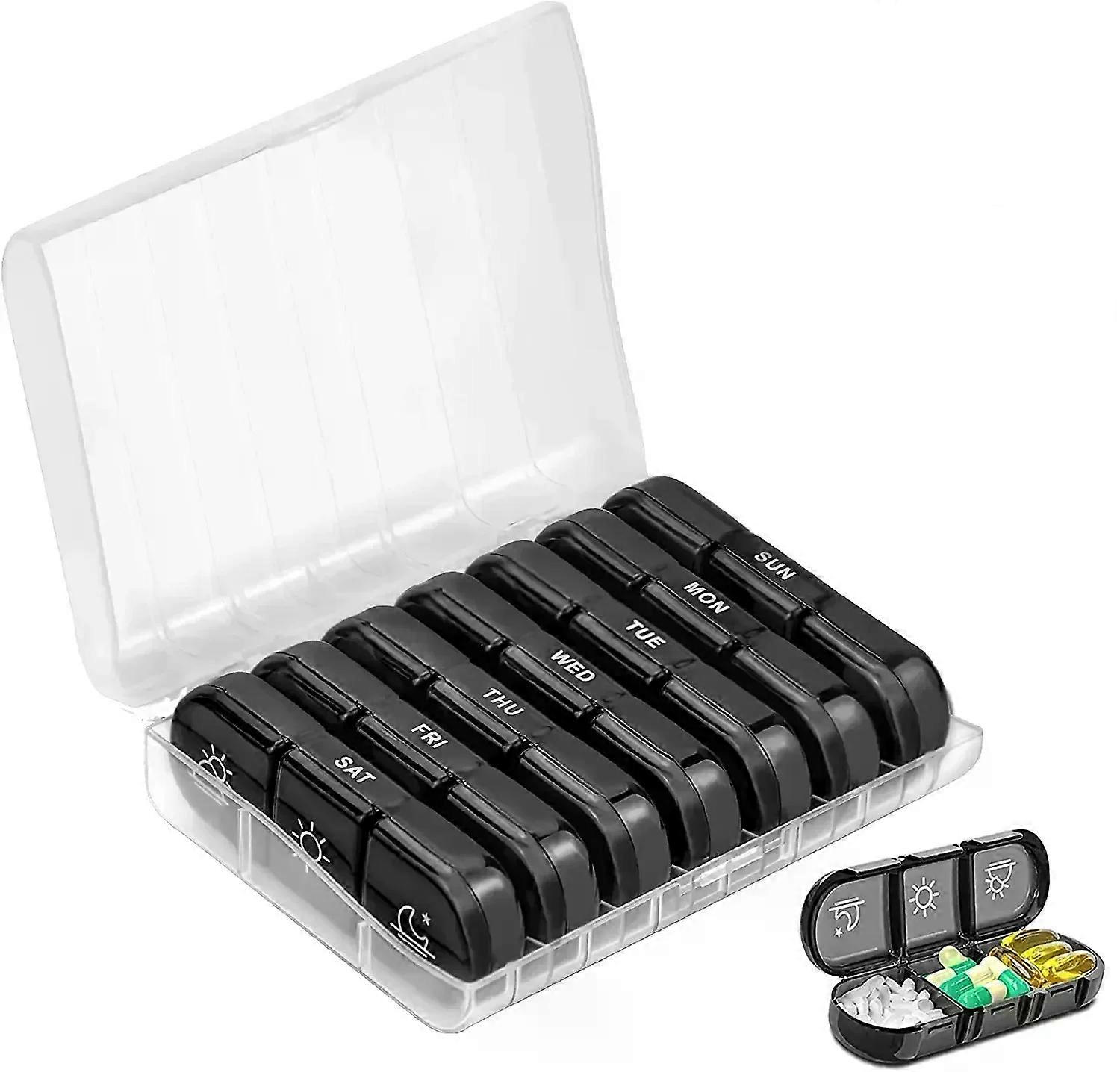 1 Set Pill Box 7 days Organizer 21 grids 3 Times One Day Portable Travel with Large Compartments for Vitamins Medicine Fish Oils