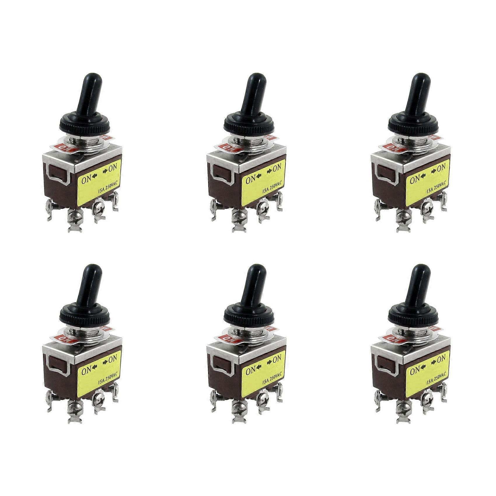 6X AC 250V 15A On/on 2 Position DPDT Toggle Switch with Waterproof Boot