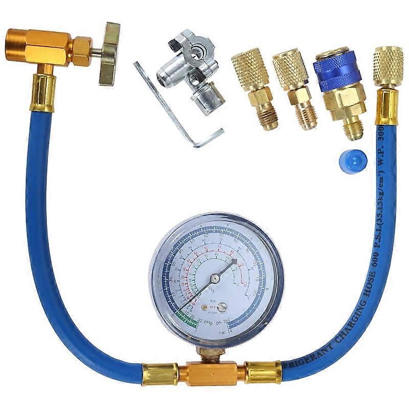 R134A Hose-with Air Conditioning Gauge - Can Tap to R-12/R-22 Port