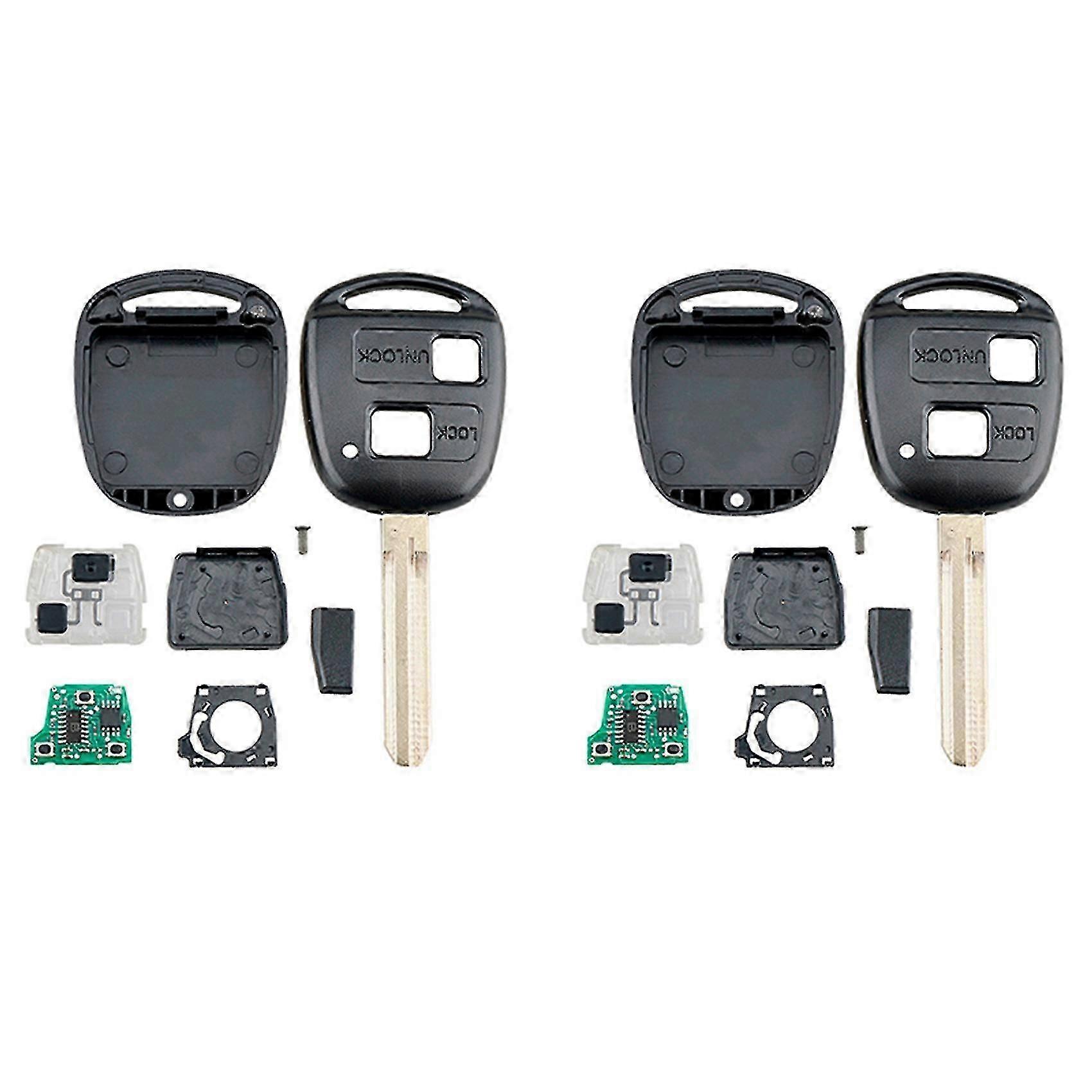2x Car Smart Remote Key 2 Buttons 4c Chip Car Key Fob Fit For Corolla 2001-2007 304mhz