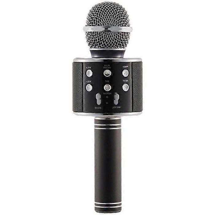 Hobby Tech ® - WS858 - Wireless Bluetooth Karaoke Microphone with Speaker for iPhone Android - Black