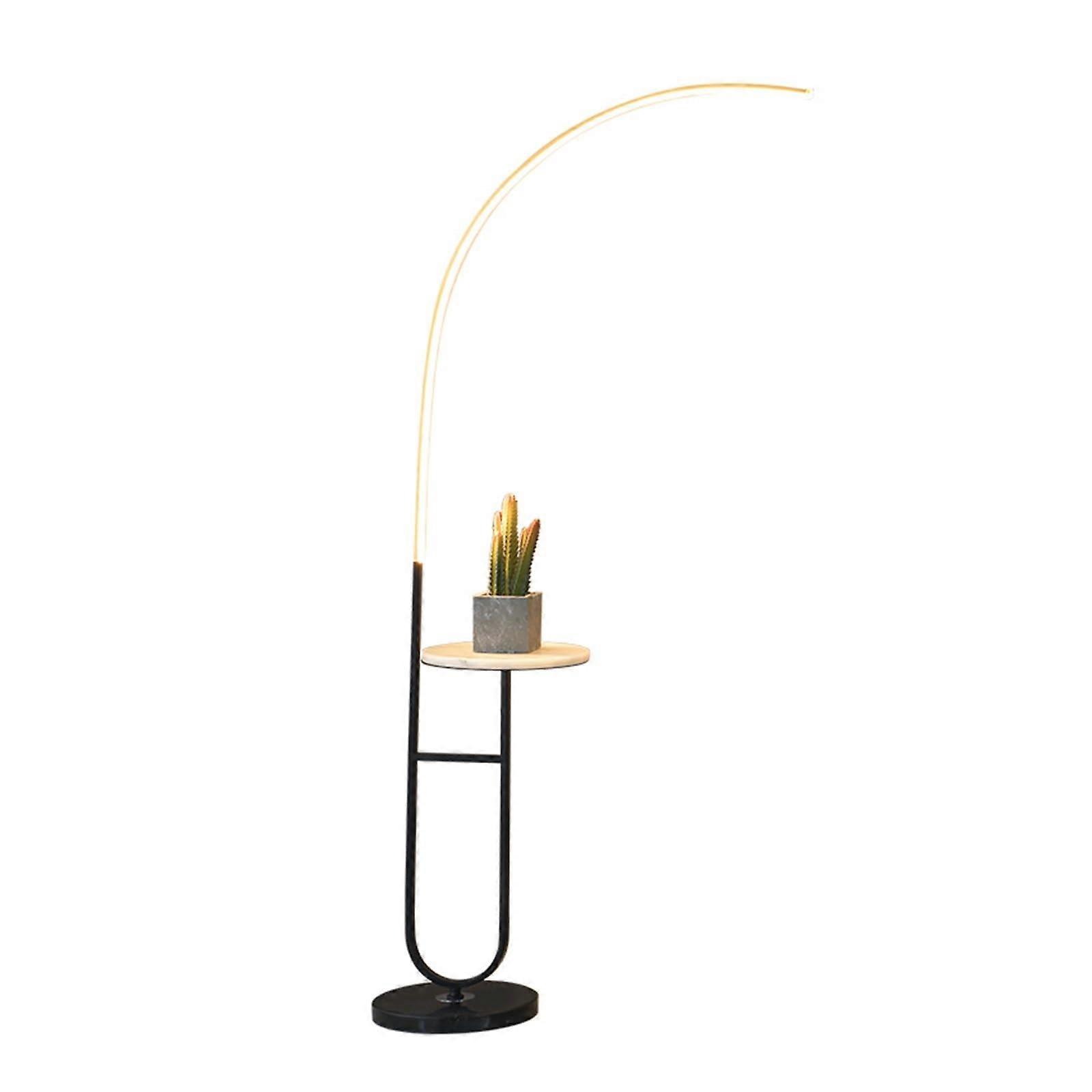 LED Floor Lamp with Side Table Adjustable Color Temperature Modern SpaceSaving Design for Living Room