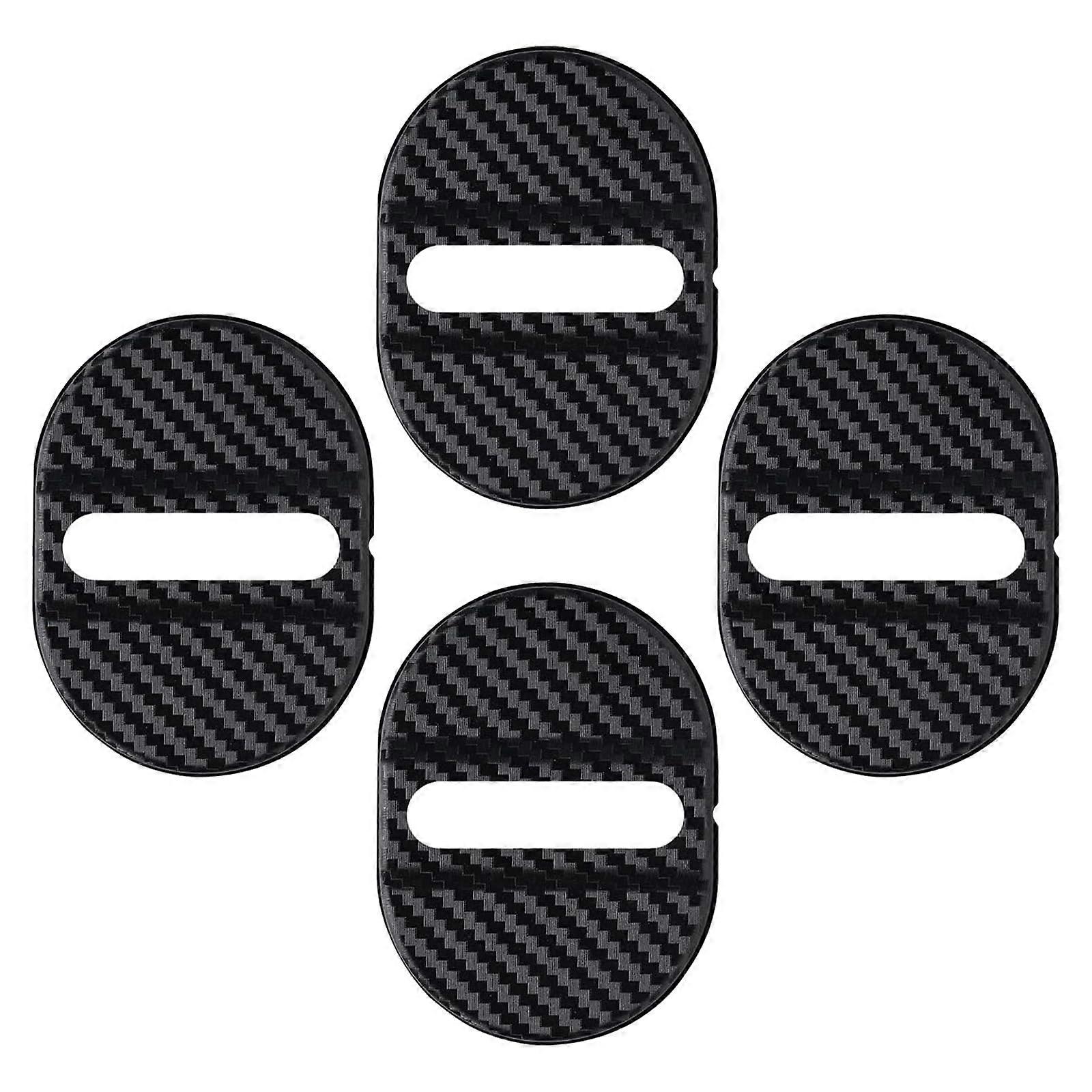4PCS Carbon Fiber Car Door Lock Protector Set, Scratch Resistant Noise Reducing Universal Fit