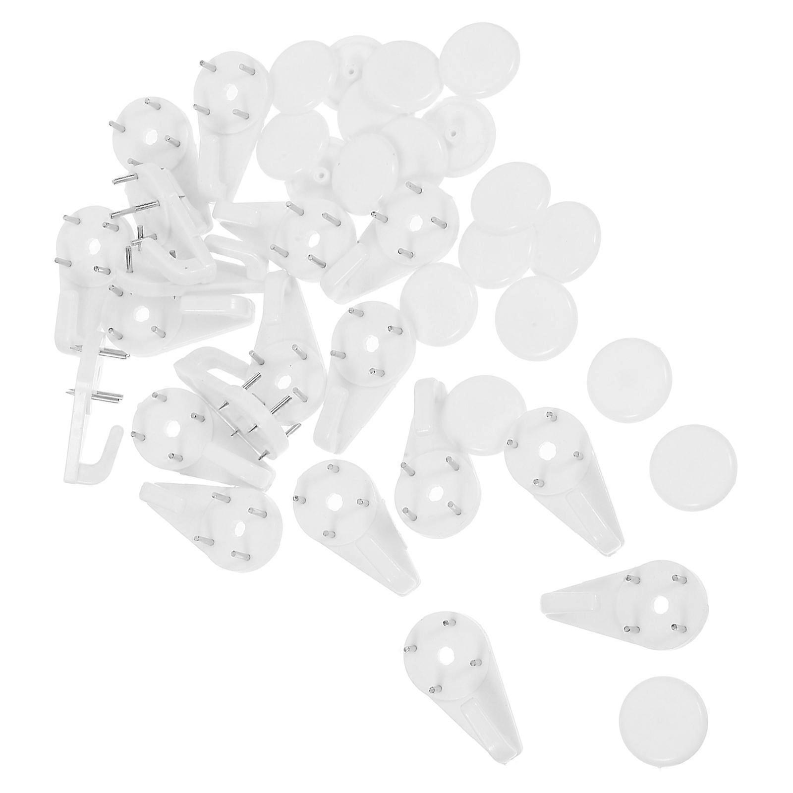 White Plastic Invisible Hooks for Picture Hanging 20Sets