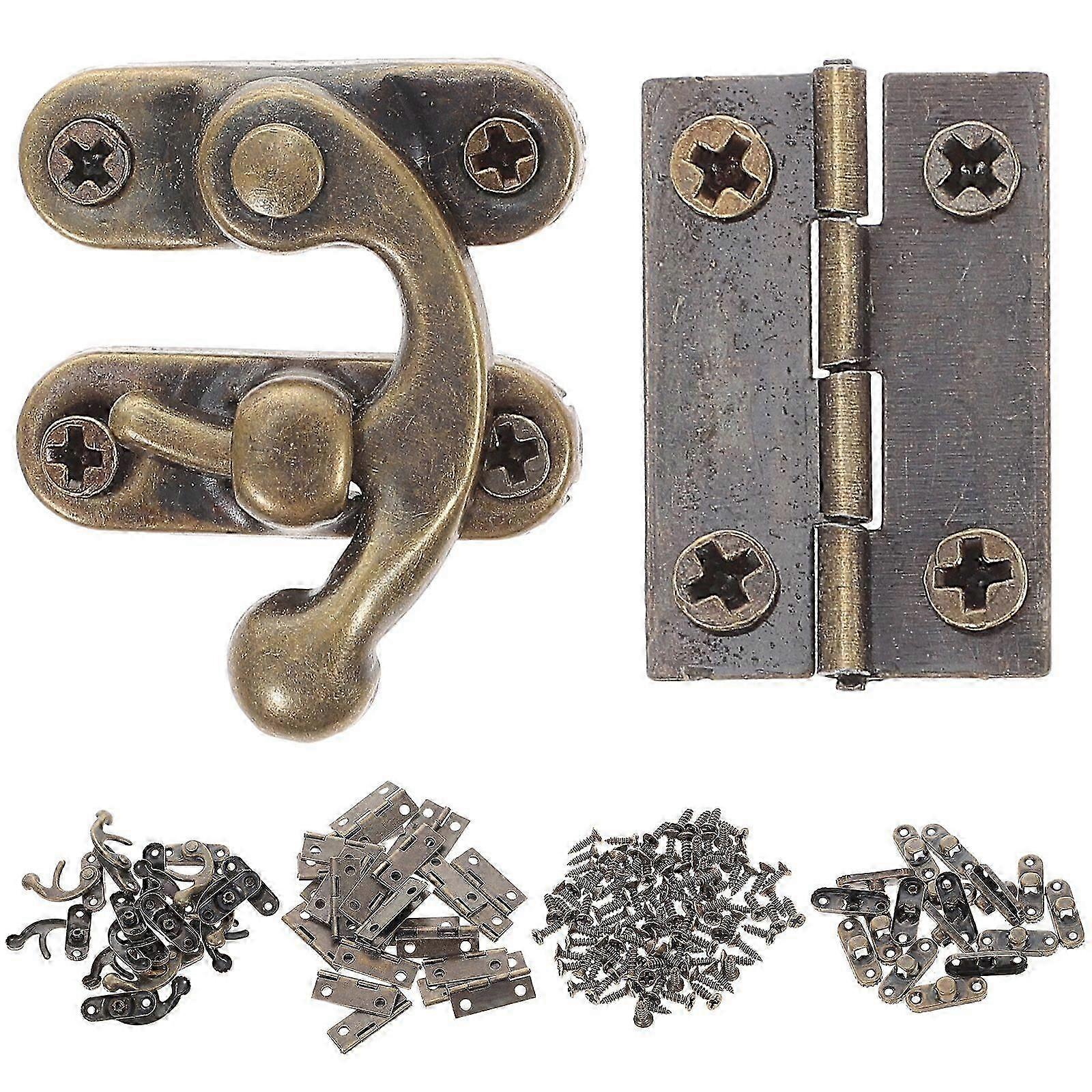 1 Set Small Hinge Swing Arm Latch Antique Hasp Hinge Hardware Replacement