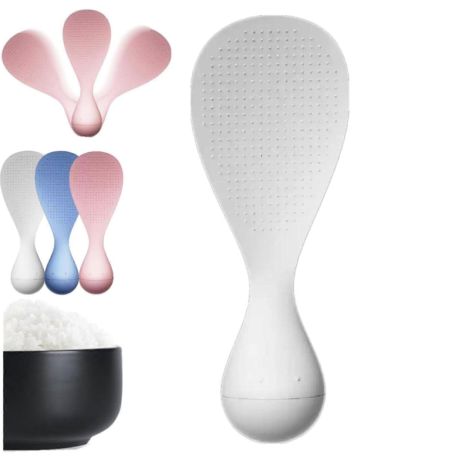 NonStick Rice Serving Spoon with SelfRighting Stand, Heat Resistant Ergonomic Paddle, White