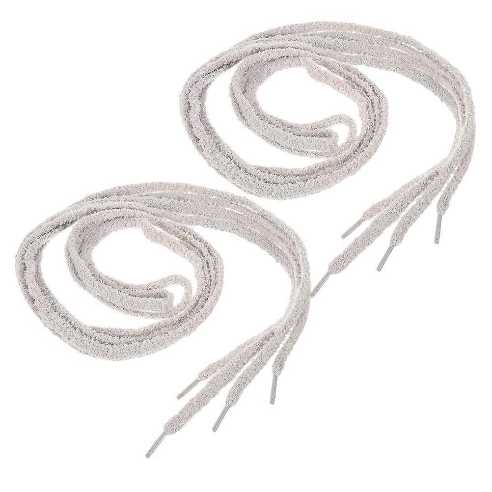 Fuzzy Sneaker Laces Plush Shoe Laces for Tying 2Pairs Grey Soft Texture