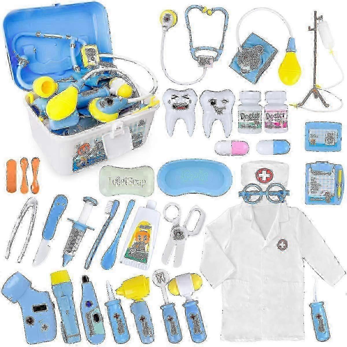 Kit de docteur, kit médical de dentiste-chirurgien vétérinaire pour enfants de 40 pièces avec lumières et sons