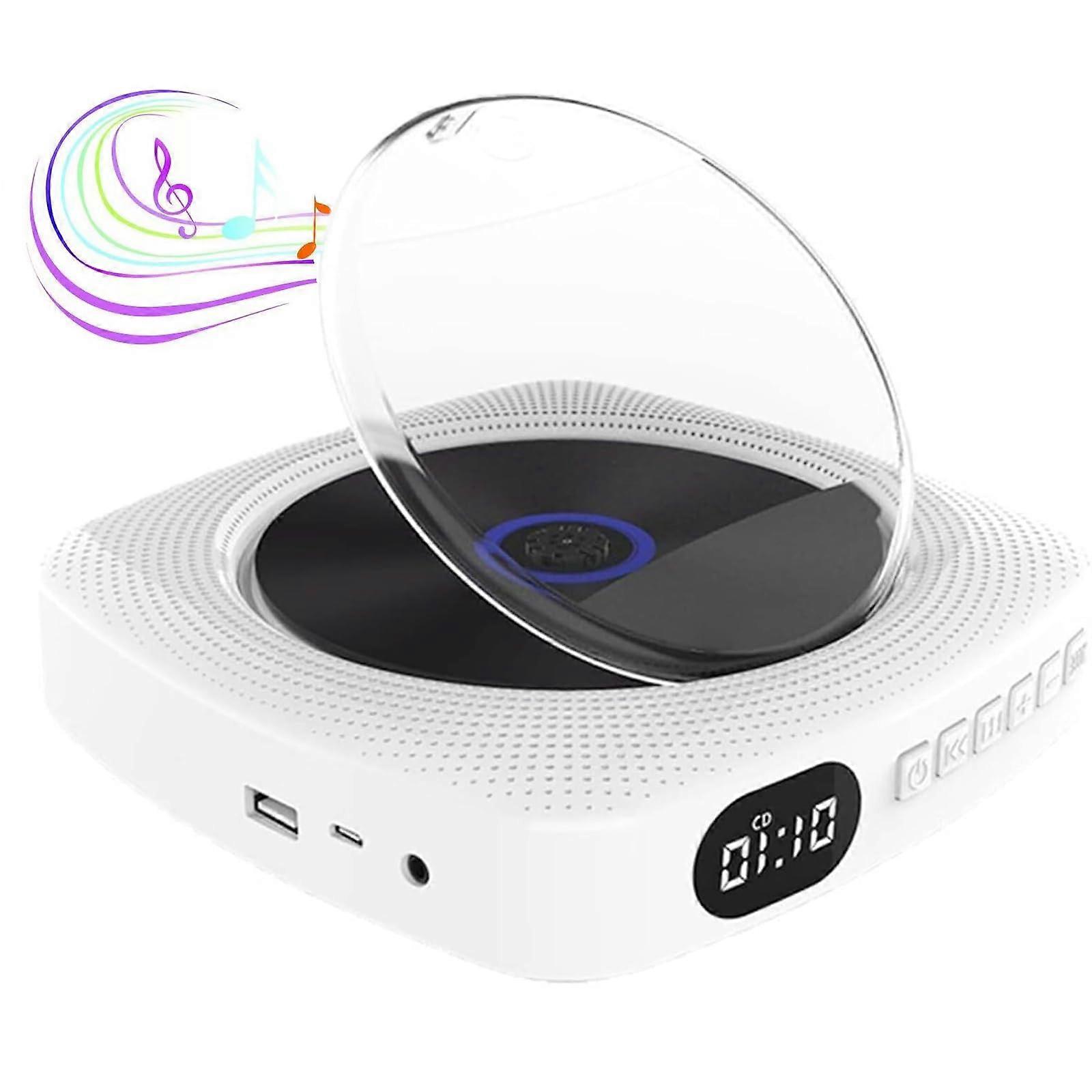 Wall Mounted CD Speaker Bluetooth CD Player With Bracket Dust Cover Remote White Dual Speaker HiFi FM/CDG/HDCD/MP3/WMA