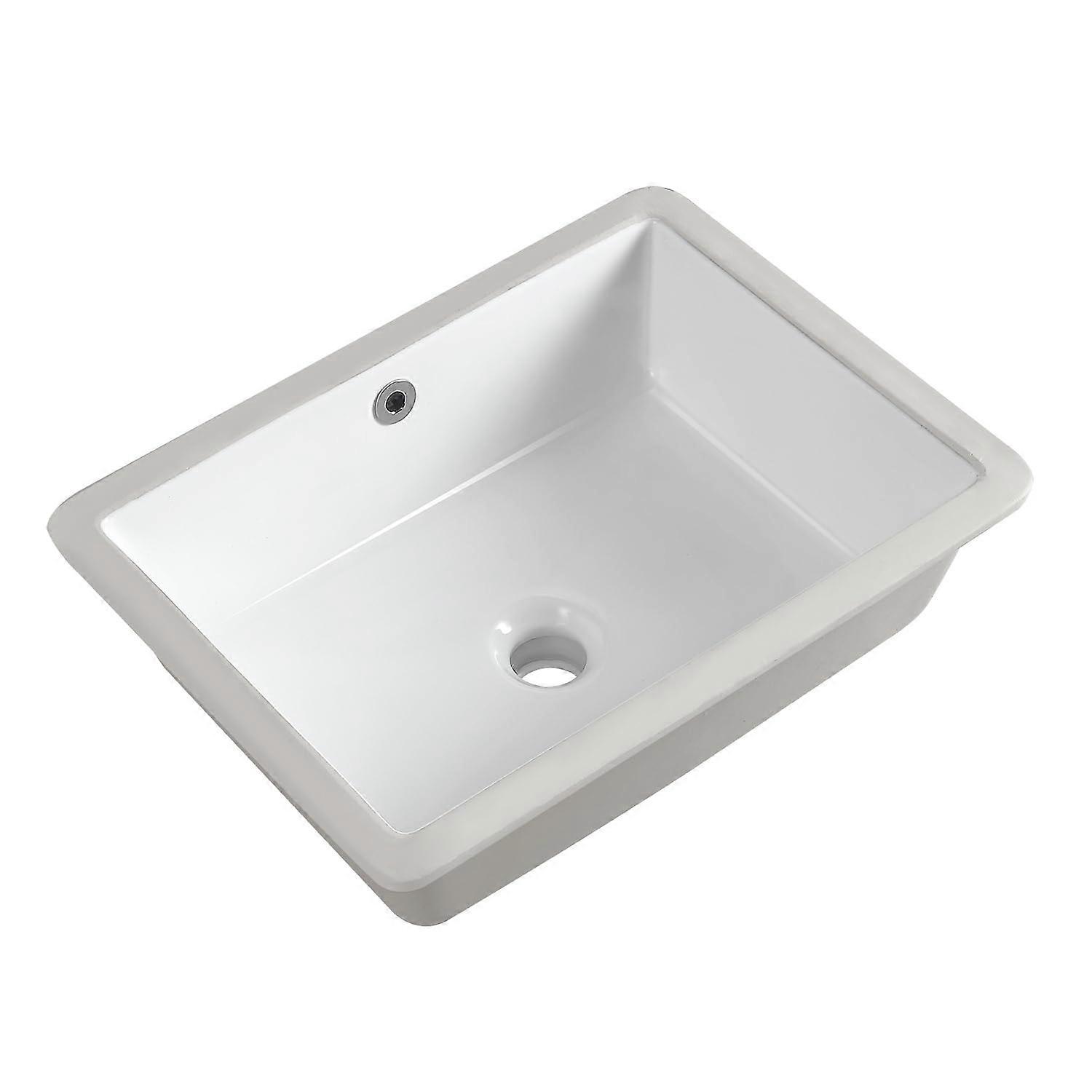 18 Inch Undermount Bathroom Sink White Rectangular Ceramic with Overflow EasyClean Compact Design