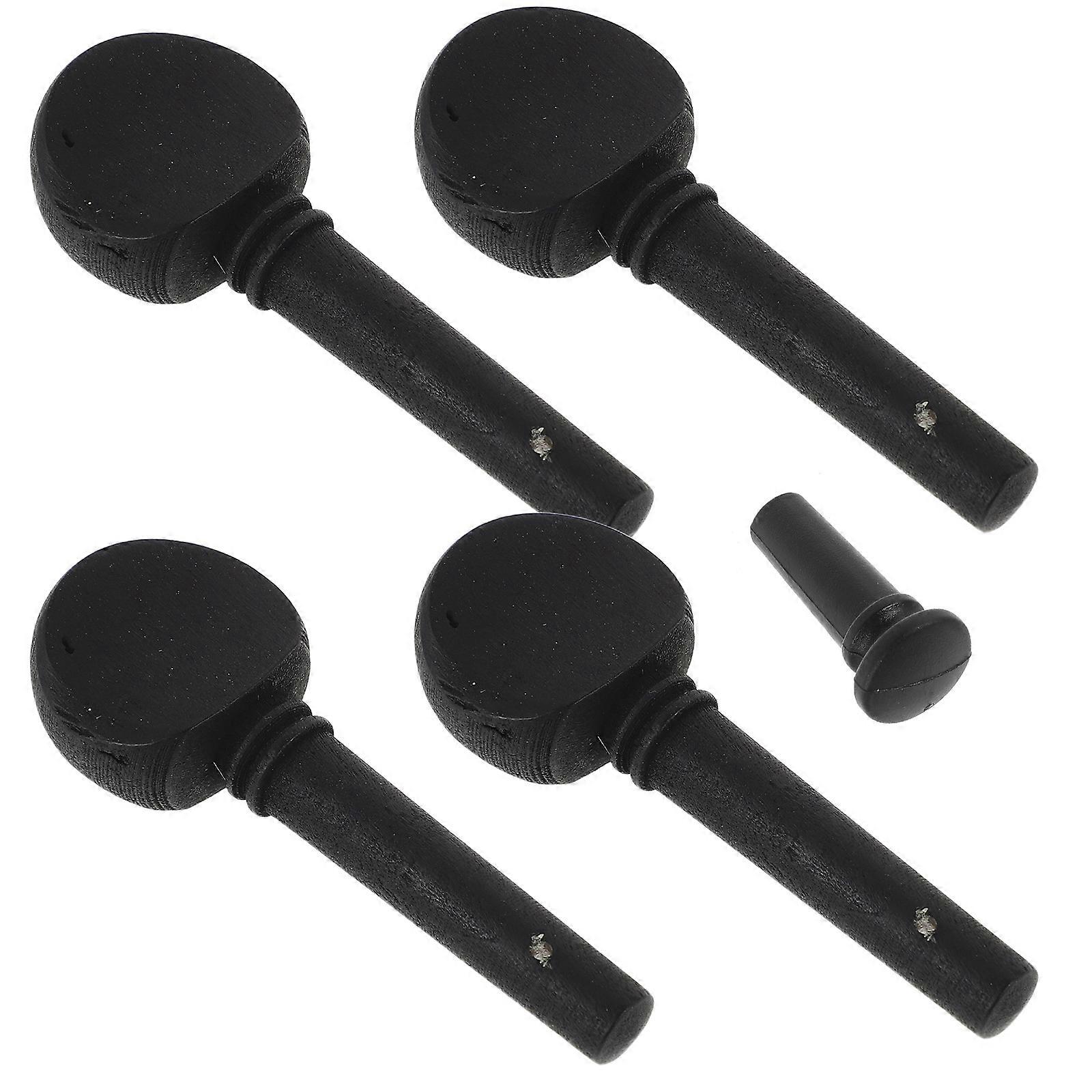 Black Wood Violin Tuning Pegs and Tail Endpin for Consistent Tuning 2Sets
