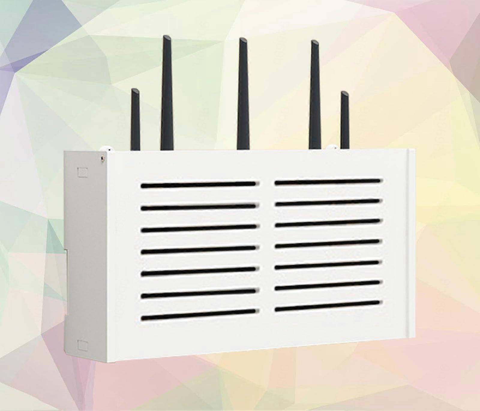 WiFi Router Storage Box Wall Mounted Shelf with Cable Management and Heat Ventilation C38x20x8.5cm