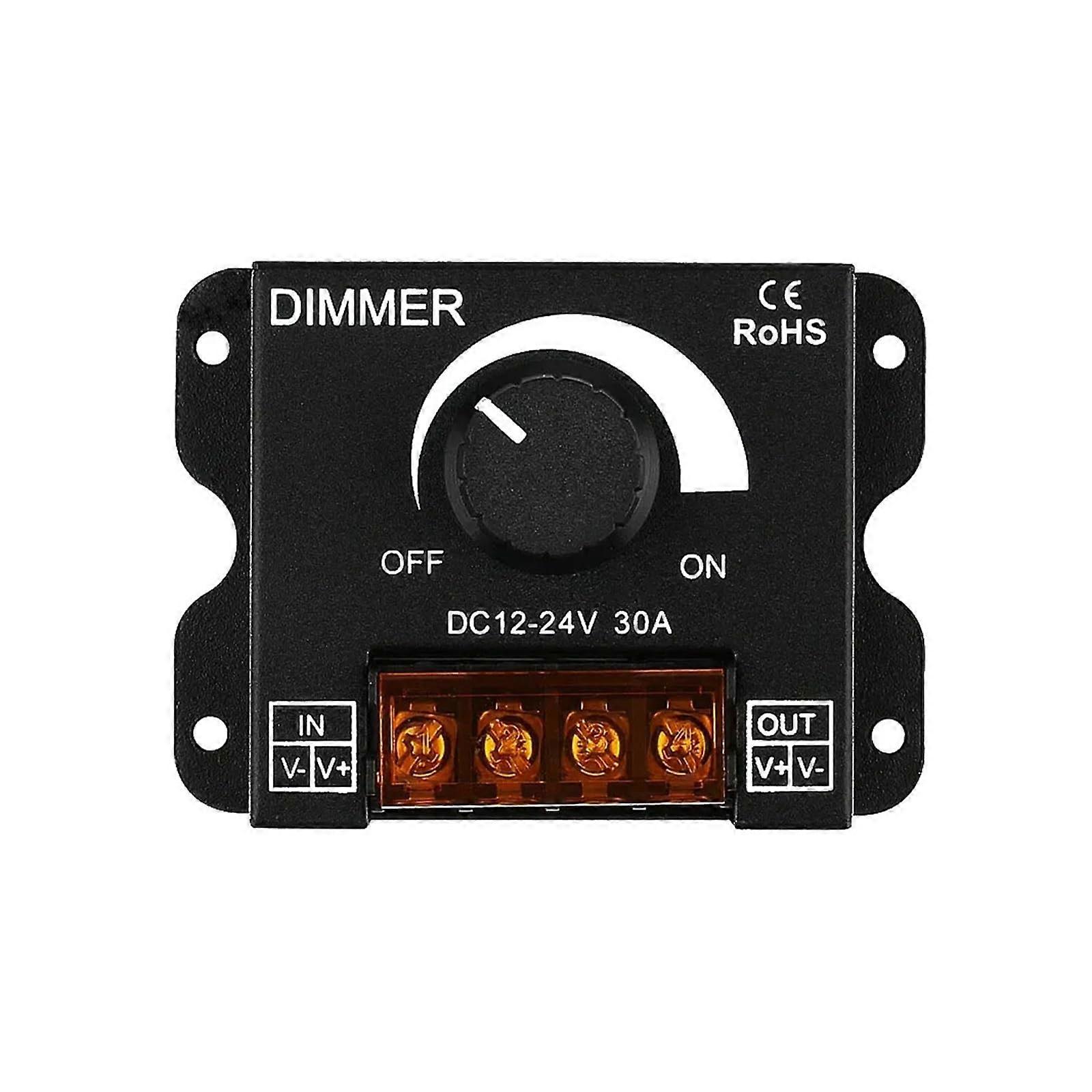 LED Dimmer Switch PWM Controller 1224V 30A Single Color Strip Knob Control Smooth Brightness