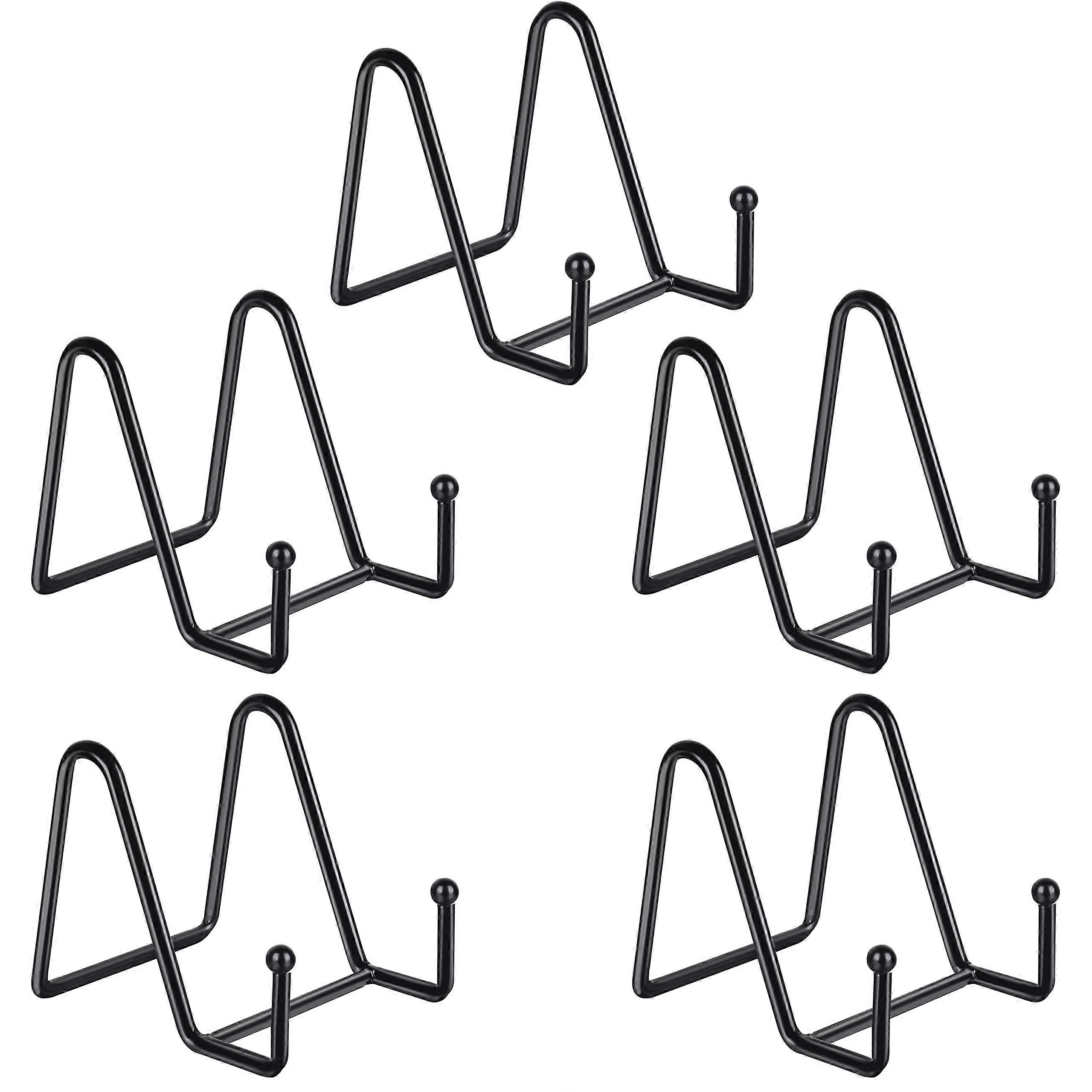 5 Pack Black Metal Plate Display Stand 3 Inch – Small Easel for Picture Frame, Decorative Plates