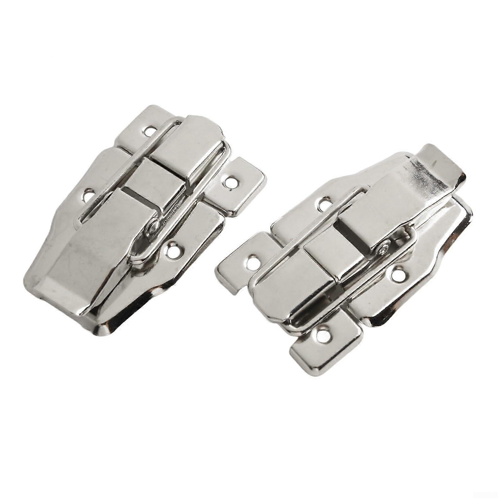 Toggle Latch Case Clip Twin Pack, Durable Iron Silver Finish, Secure Closure for Suitcase Toolbox Chest