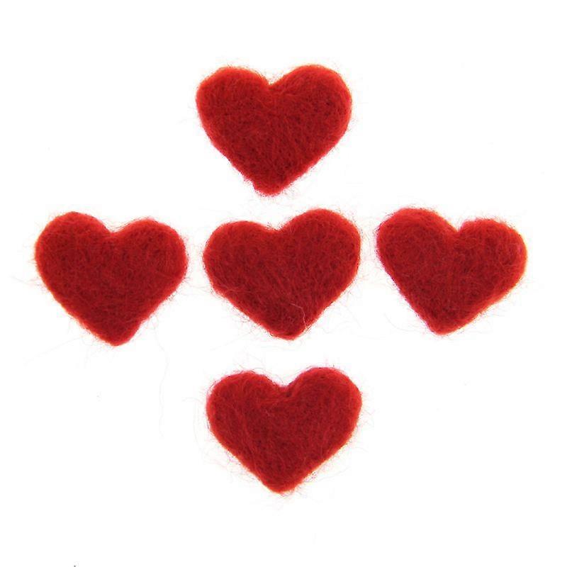Wool Felt Cabochons Heart Red 40x40mm
