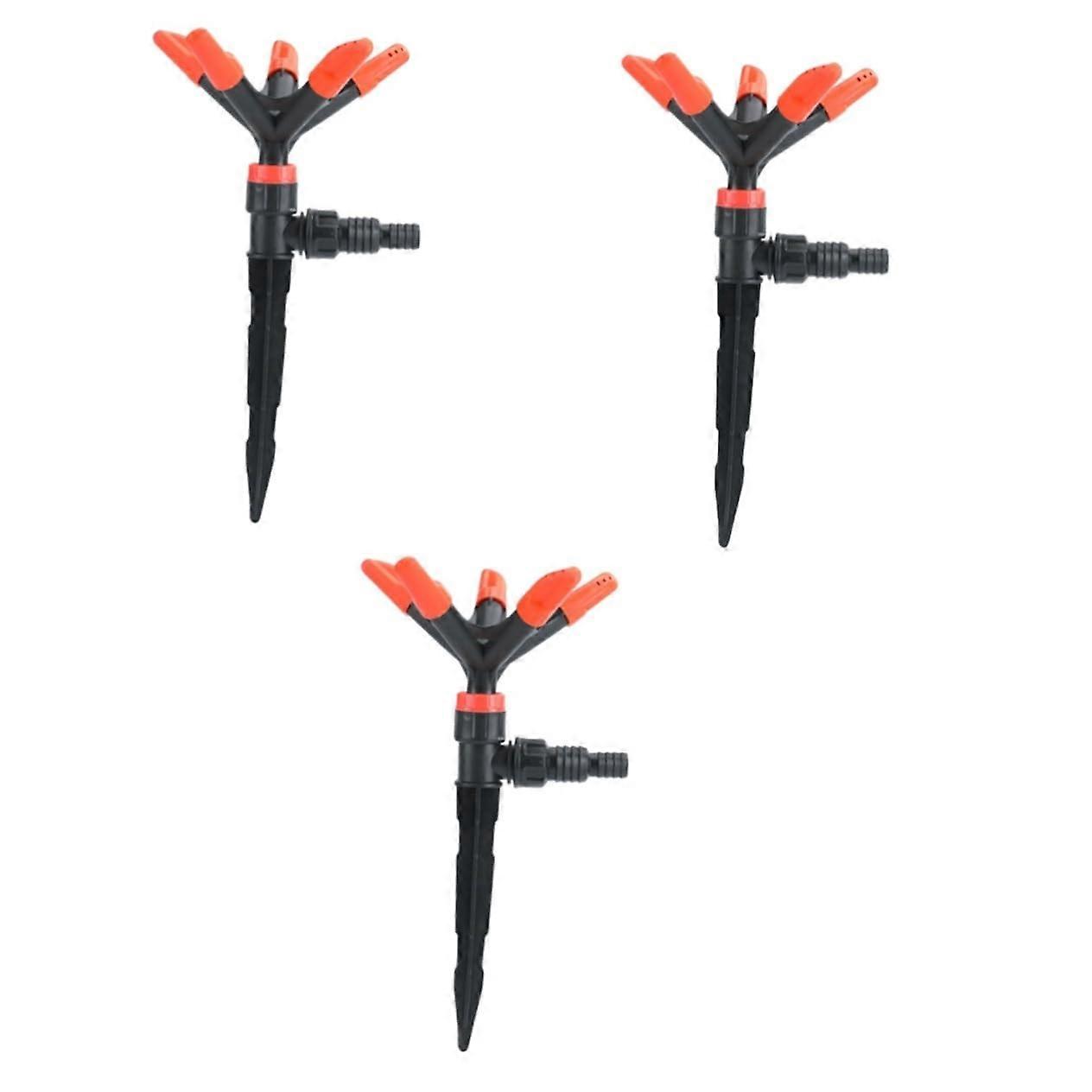 3pcs Automatic Rotating Garden Sprinkler 360 Degree Lawn Watering Easy Ground Insertion