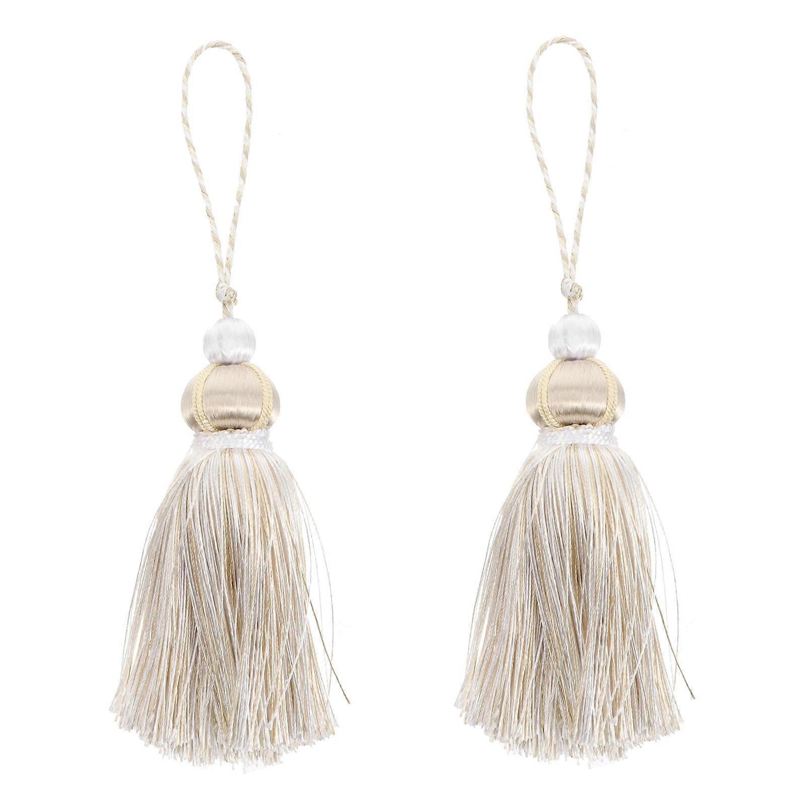 Curtain Accessories Tassel Hanging Decor for Decoration 2Pcs Beige Polyester