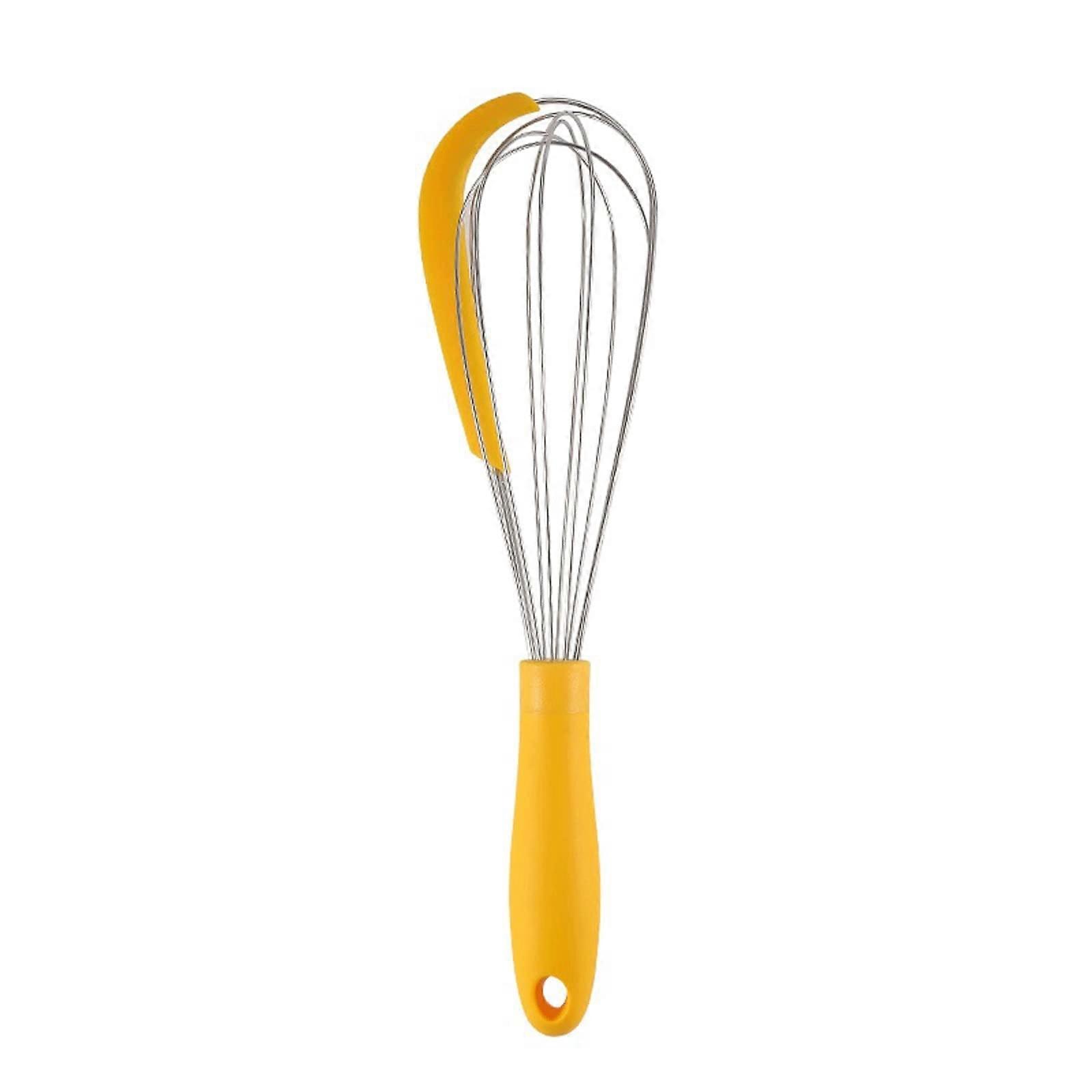 Manual Rotary Egg Beater Silicone Nonstick Whisk Easy Clean MultiPurpose Baking Tool Yellow