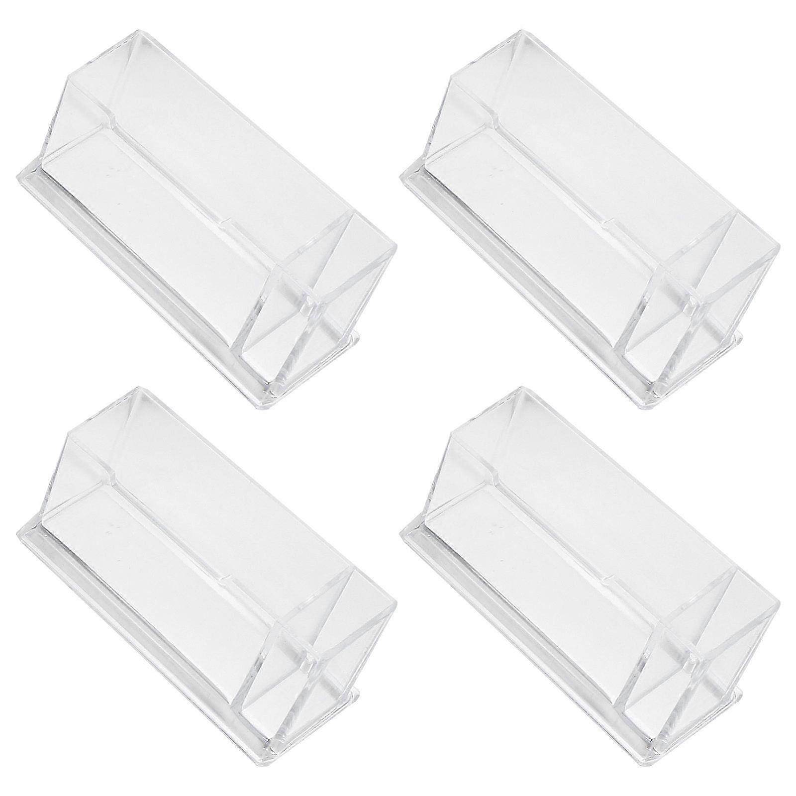 Acrylic Transparent Name Card Holder for Desktop Storage 4Pcs Set