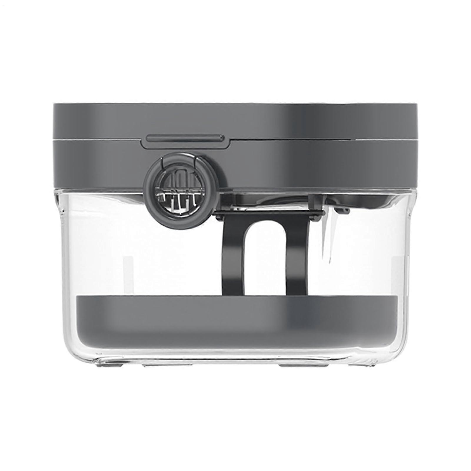 Denture Cleaning Cup with Builtin Mirror for Retainer Storage, TravelFriendly Gray Case