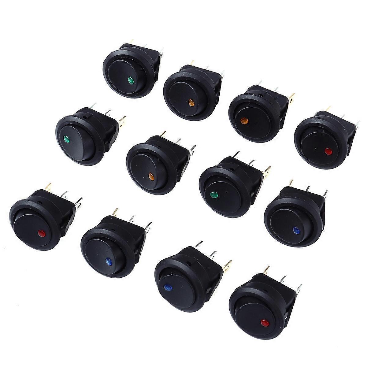 12Pcs Car Rocker Toggle -Off Control Black Style