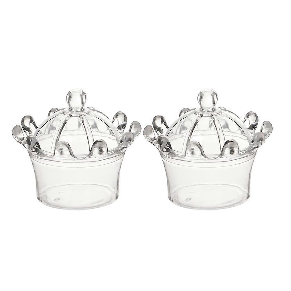 Gift Box Plastic Candy Packaging Box Crown Shape for Party 2Pcs Transparent