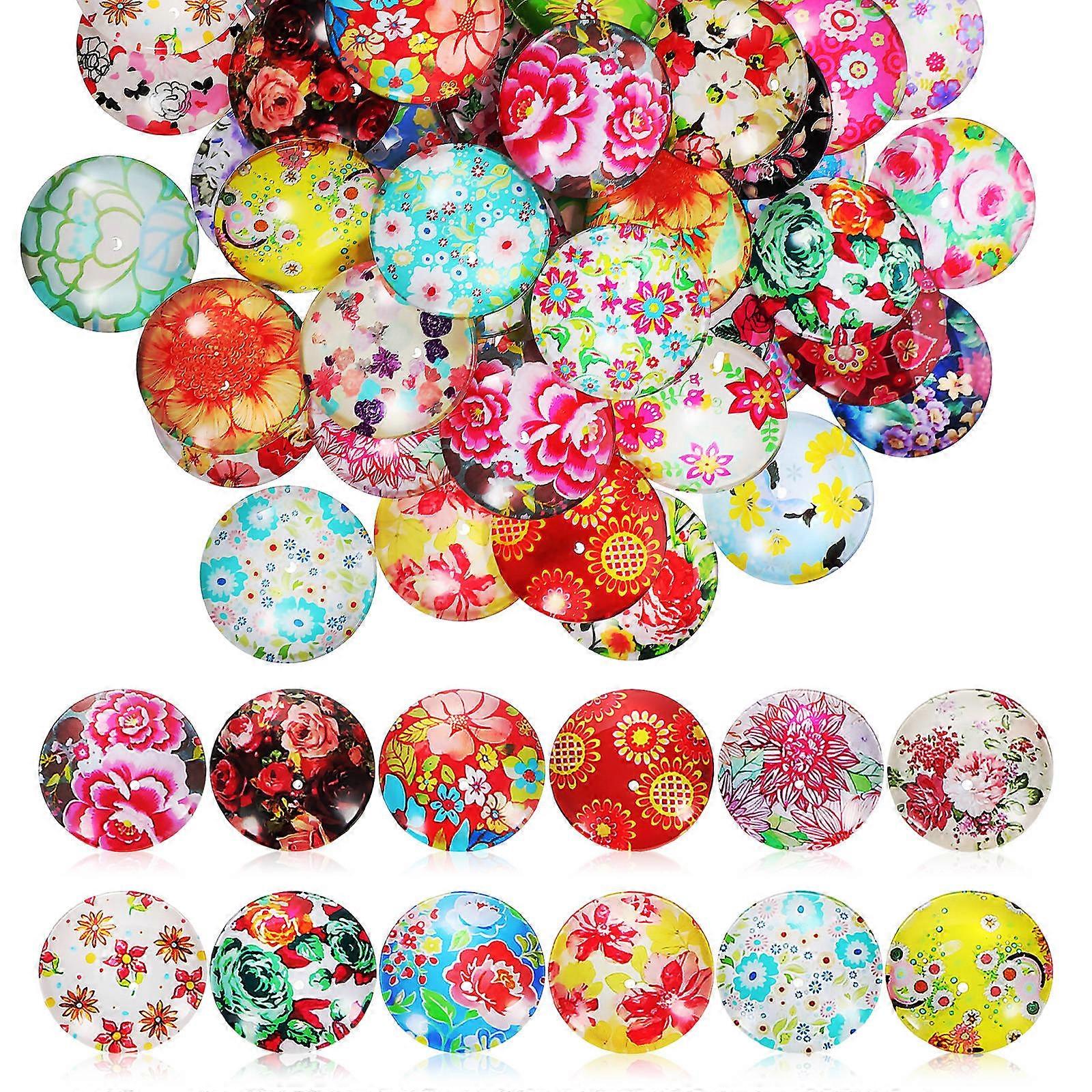 Glass Domes for Jewelry Making Featuring Vintage Patterns 50Pcs Pack