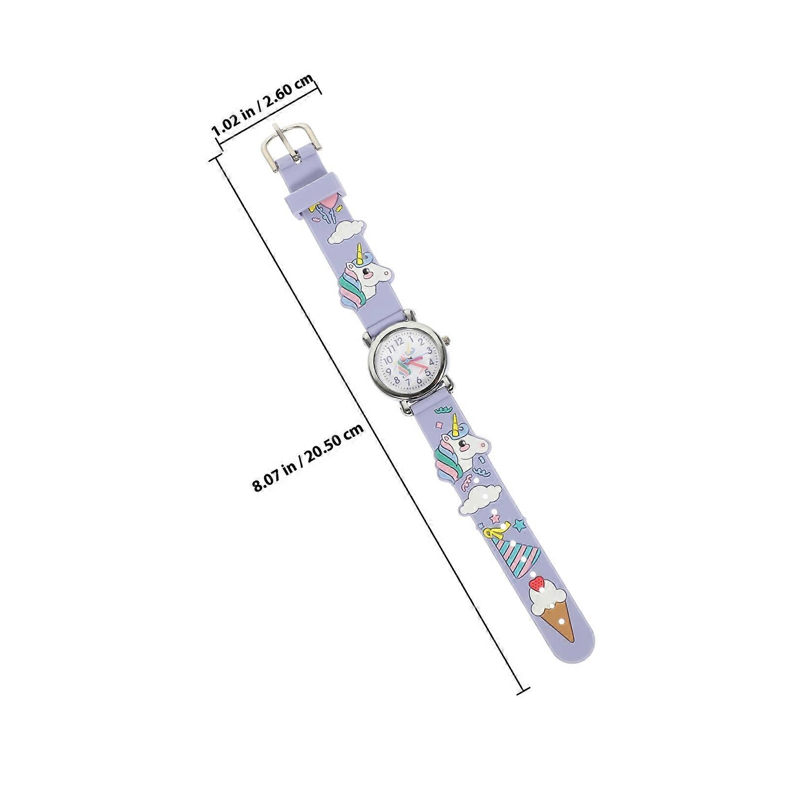 Unicorn Pattern Watch for Kids with Colorful Plastic Strap