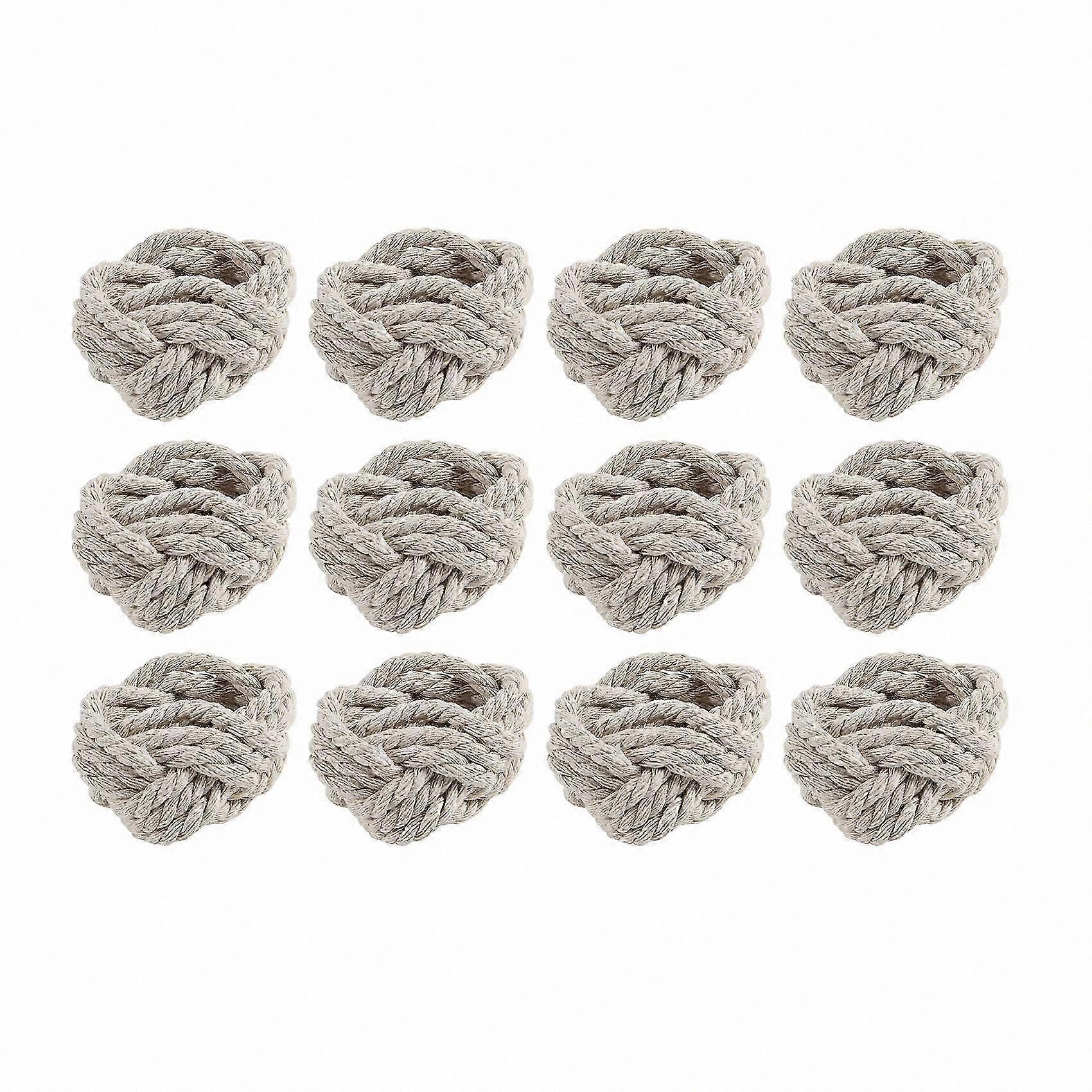 Cotton Rope & Burlap Napkin Ring Set - 12 Piece