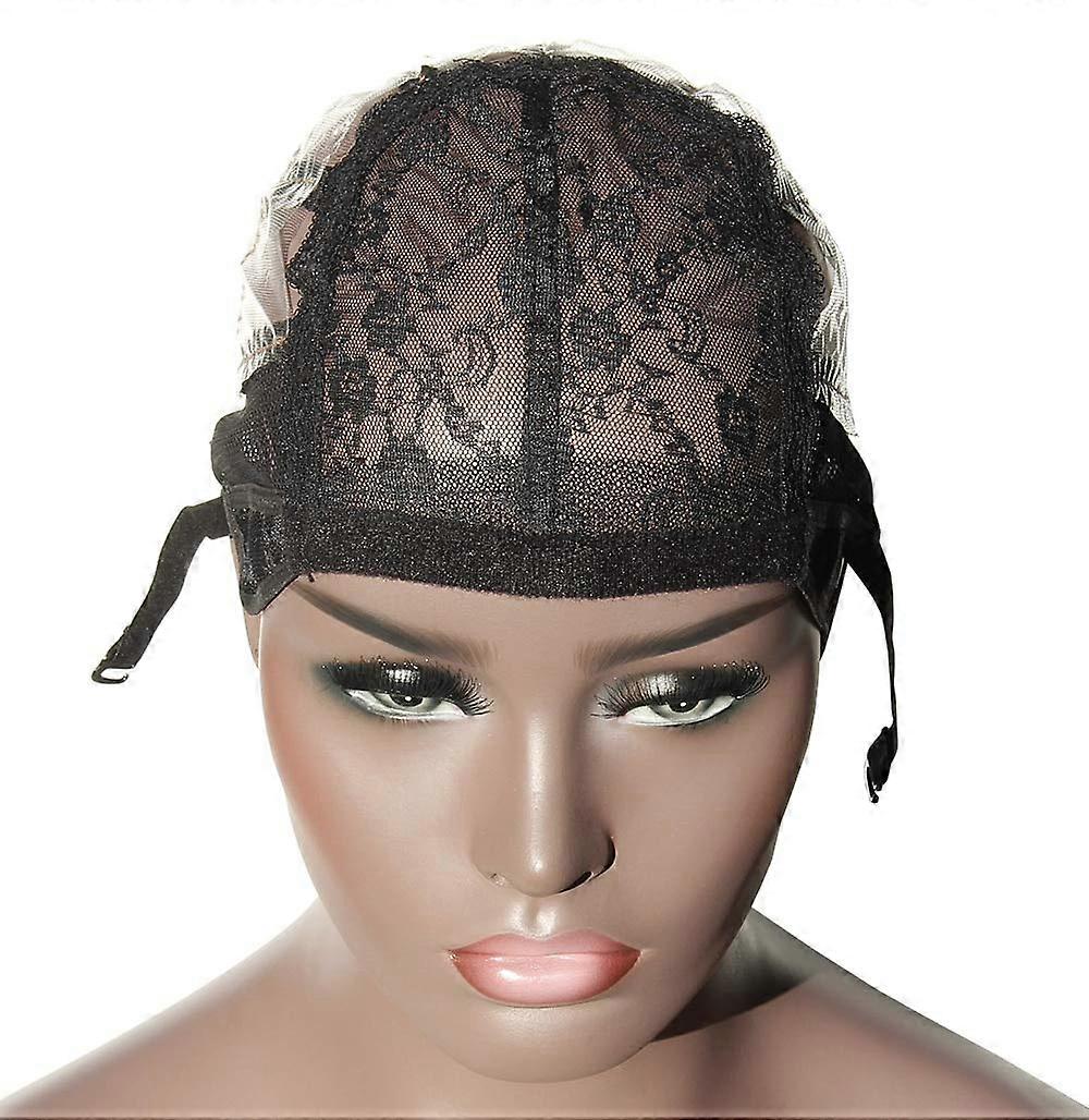 Wig Cap Dissolvable Elastic with Adjustable Strap Black Medium Weaving Cap for Wig Making