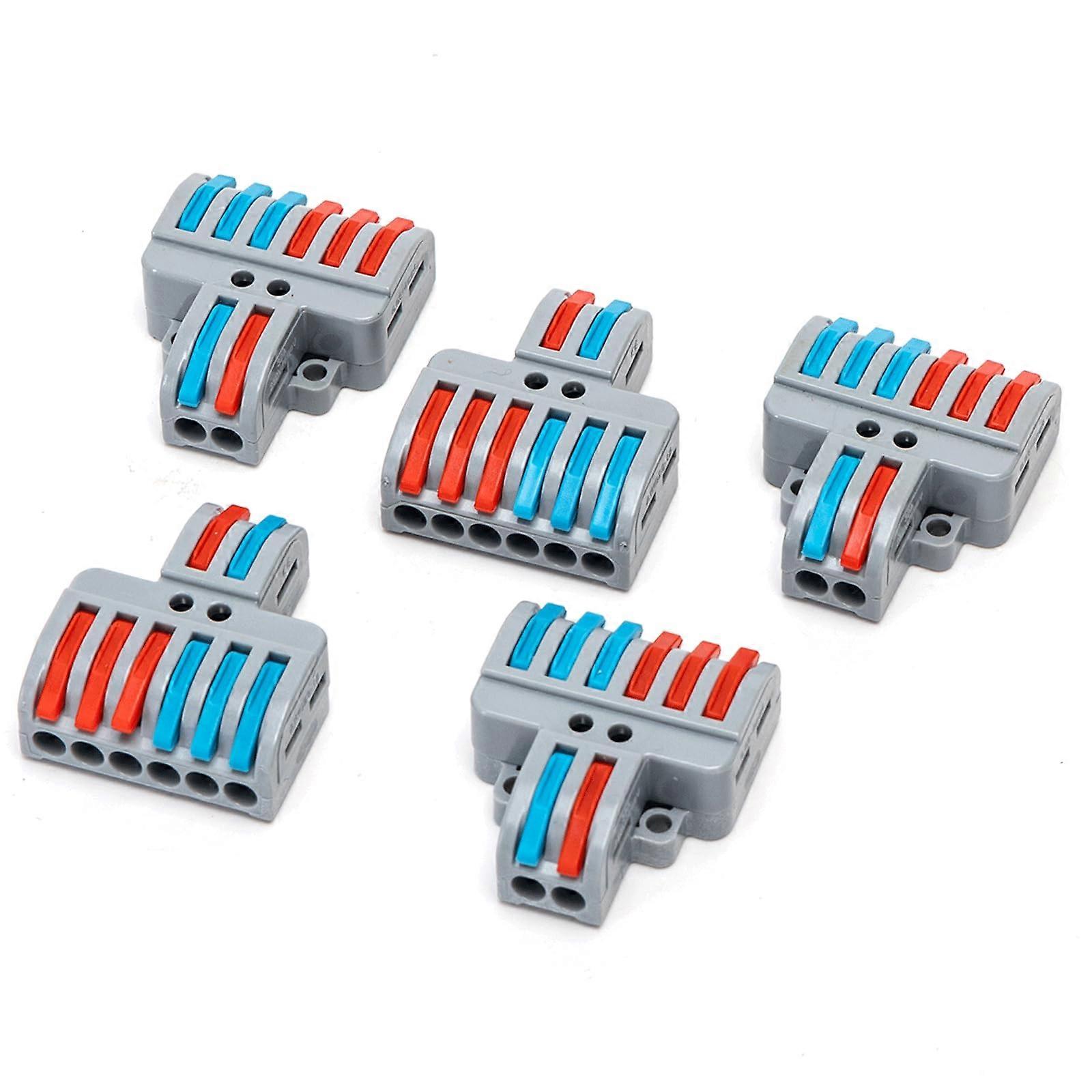 LT623 DIN Rail Terminal Blocks Set 5 pcs Grey and Orange ColorCoded Secure Wire Connection