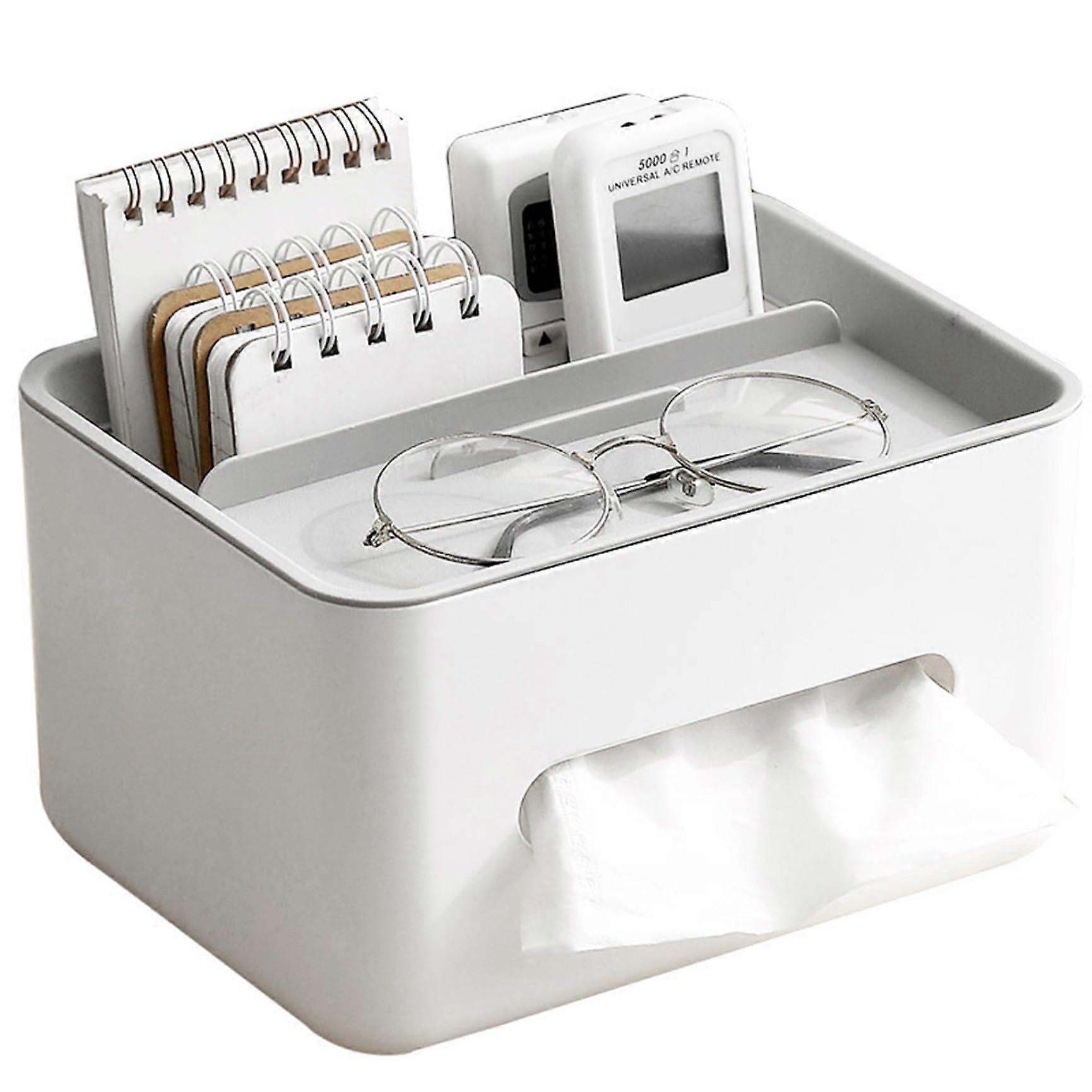 Tissue Box Holder with Remote Control Organizer, Minimalist Rectangular Tissue Organizer for Home Office